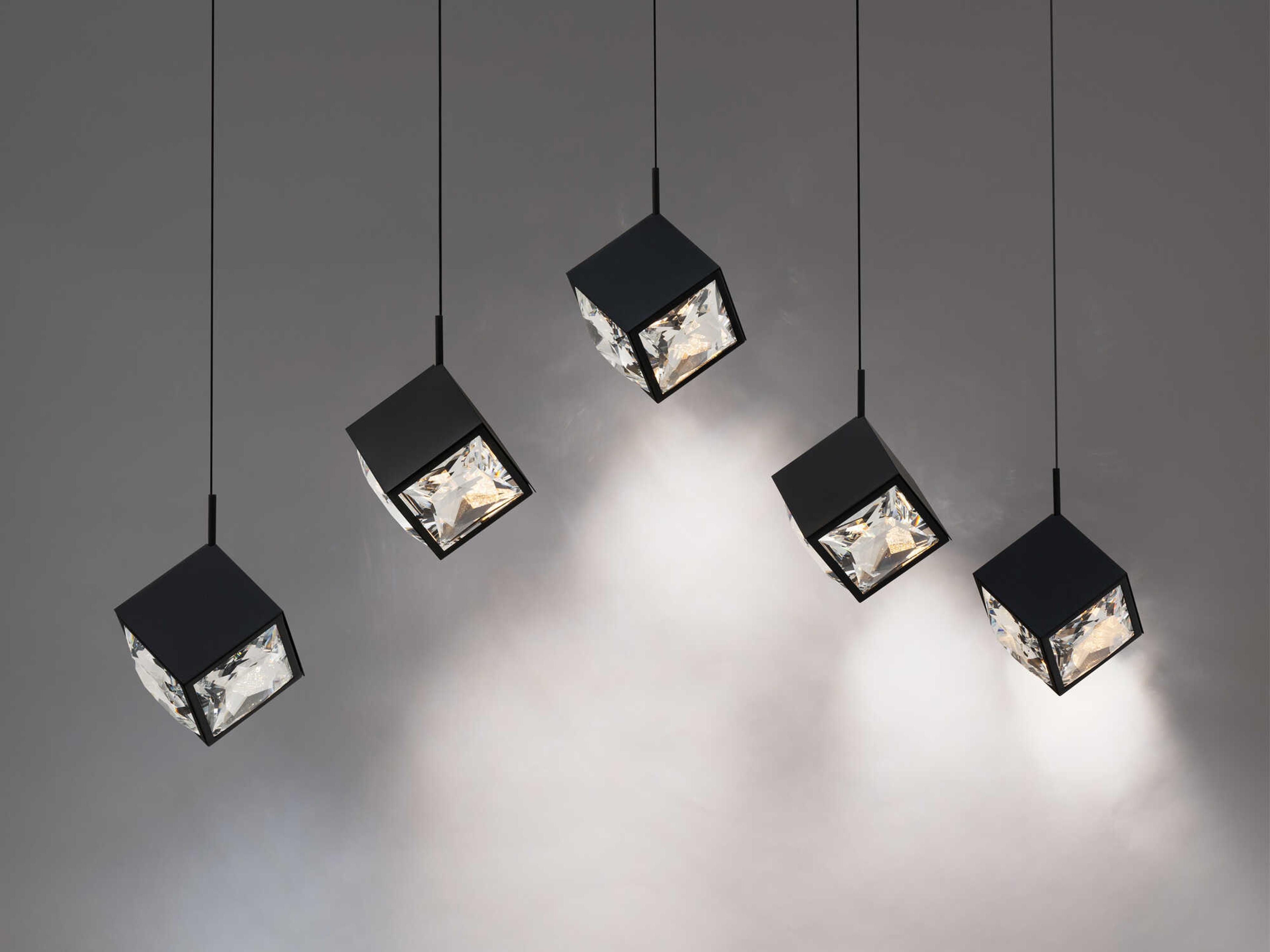 dweLED by WAC Lighting Ice Cube 5-Light Black Geometric Island Pendant