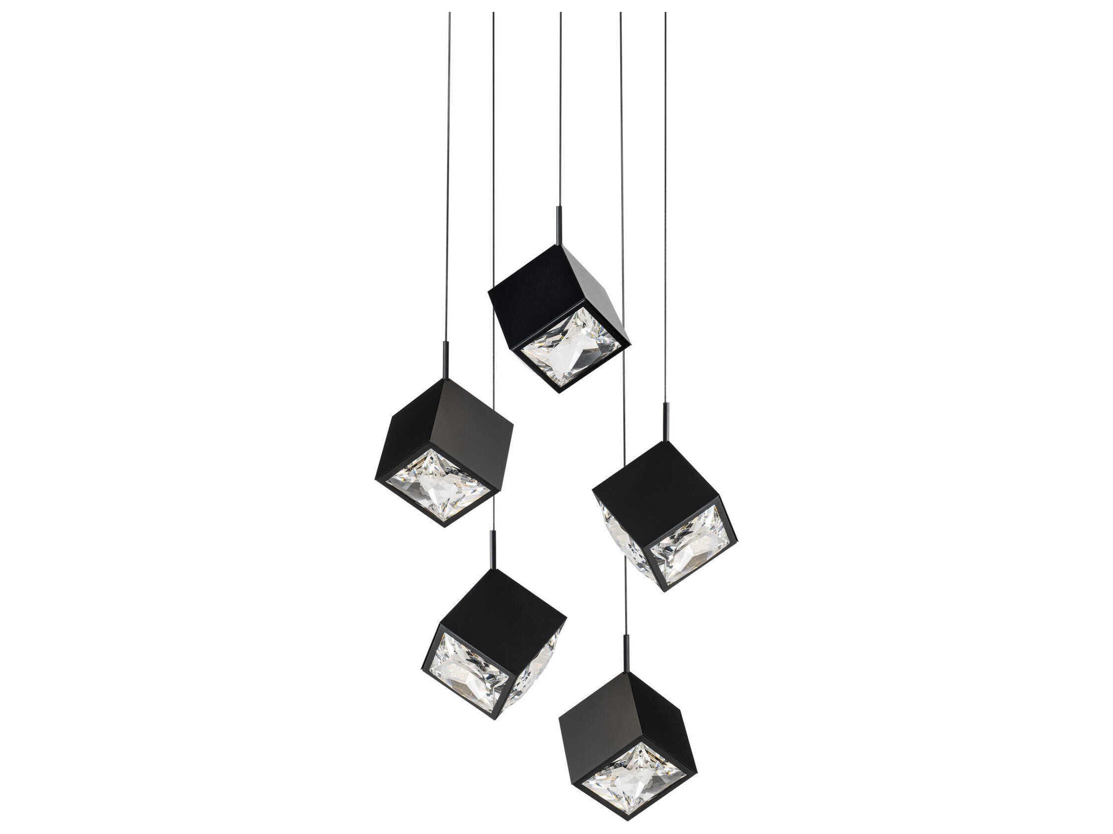 Ice Cube 5-Light Black Geometric Pendant