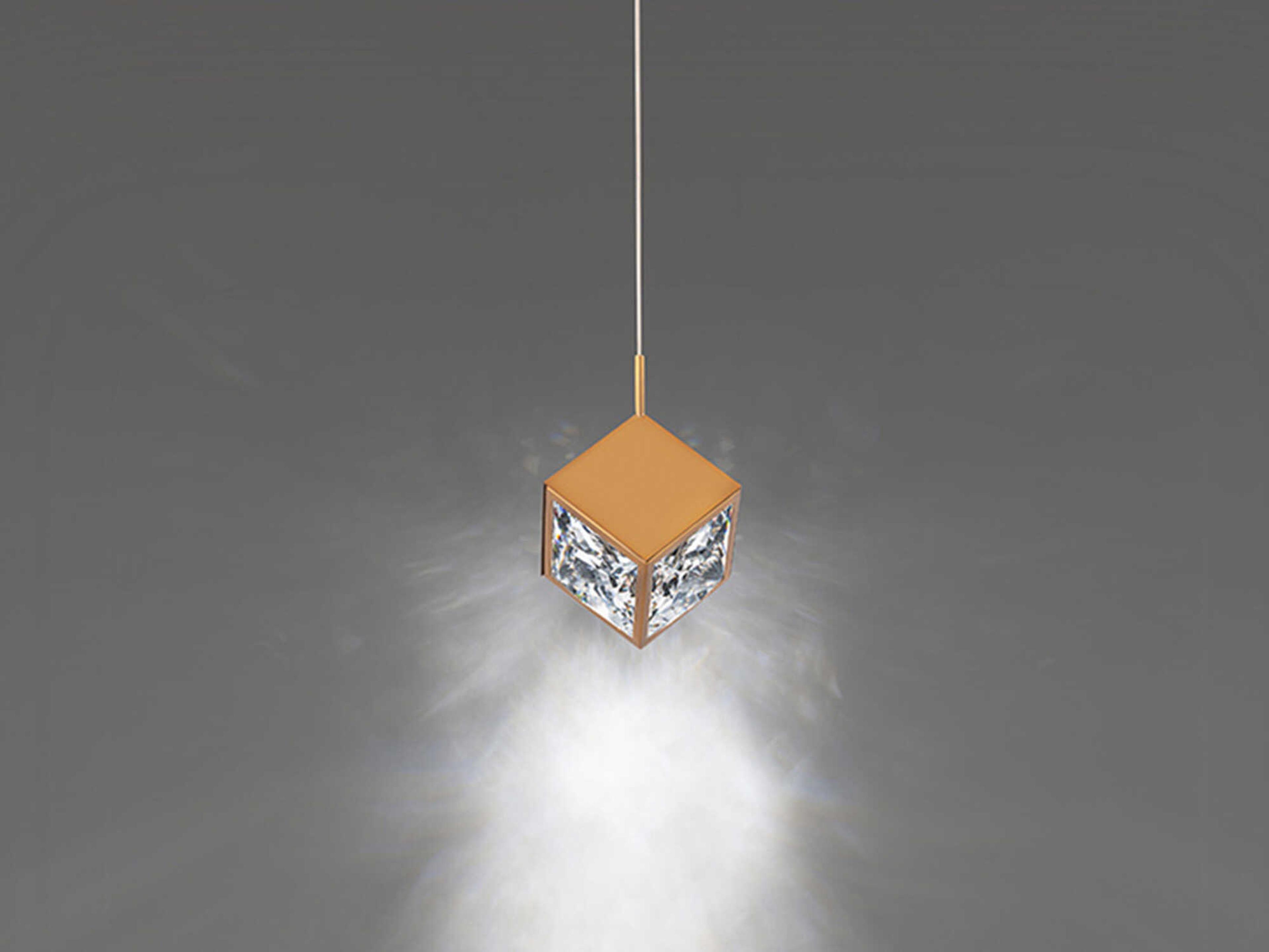 dweLED by WAC Lighting Ice Cube 1-Light Aged Brass Crystal LED Geometric Mini Pendant