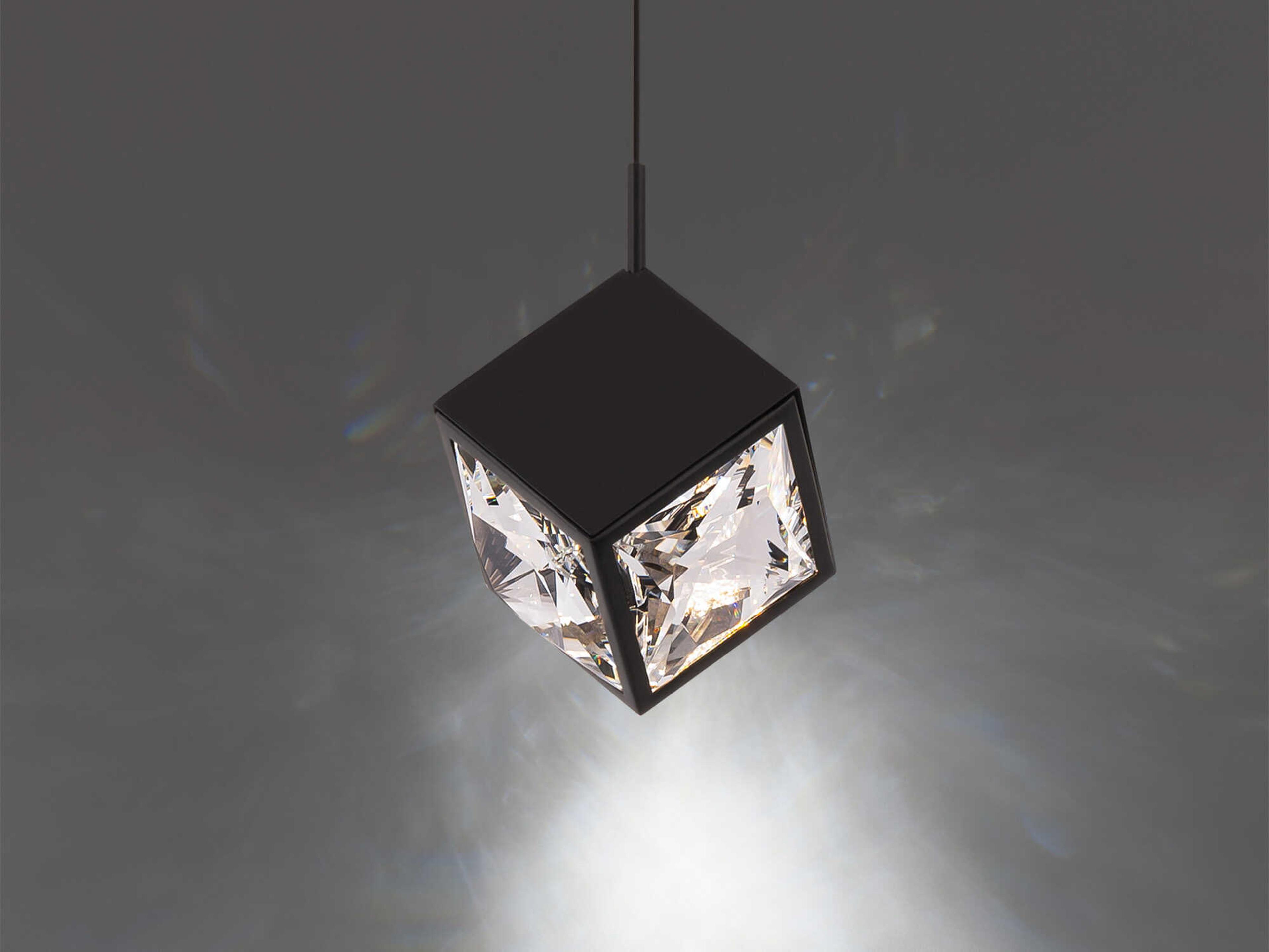 dweLED by WAC Lighting Ice Cube 1-Light Black Crystal LED Geometric Mini Pendant