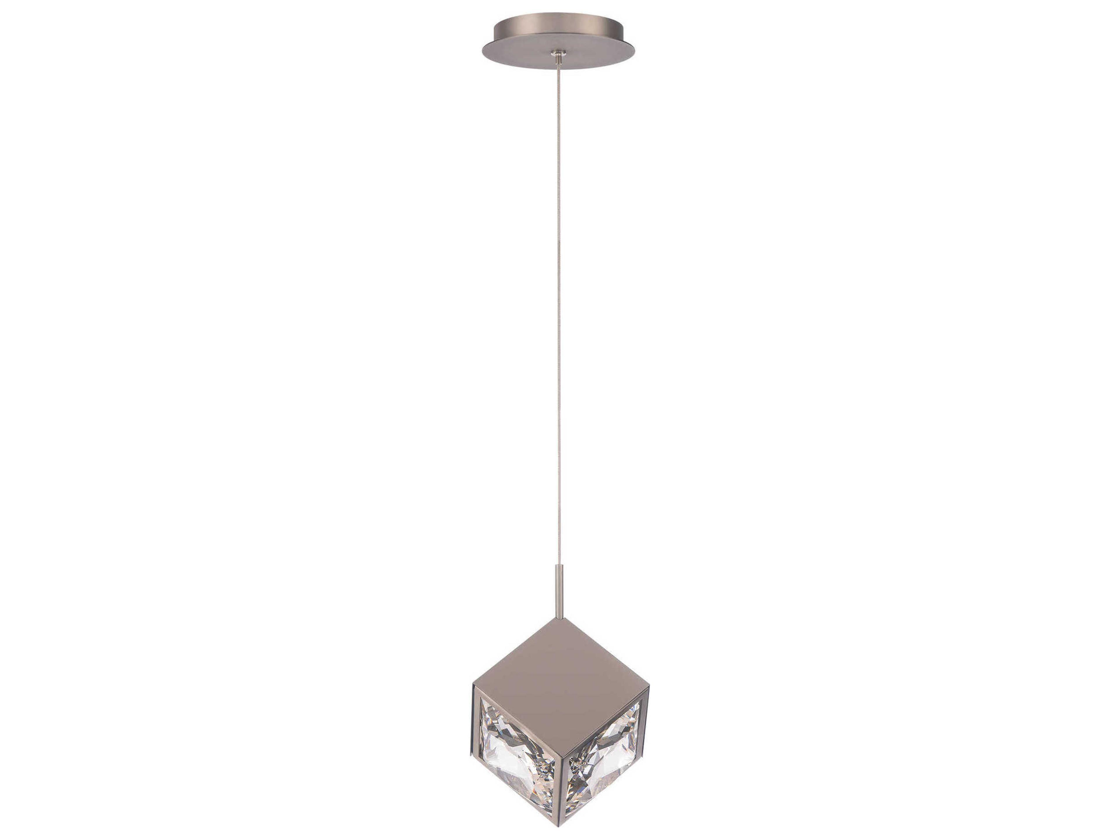 dweLED by WAC Lighting Ice Cube 1-Light Brushed Nickel Crystal LED Geometric Mini Pendant