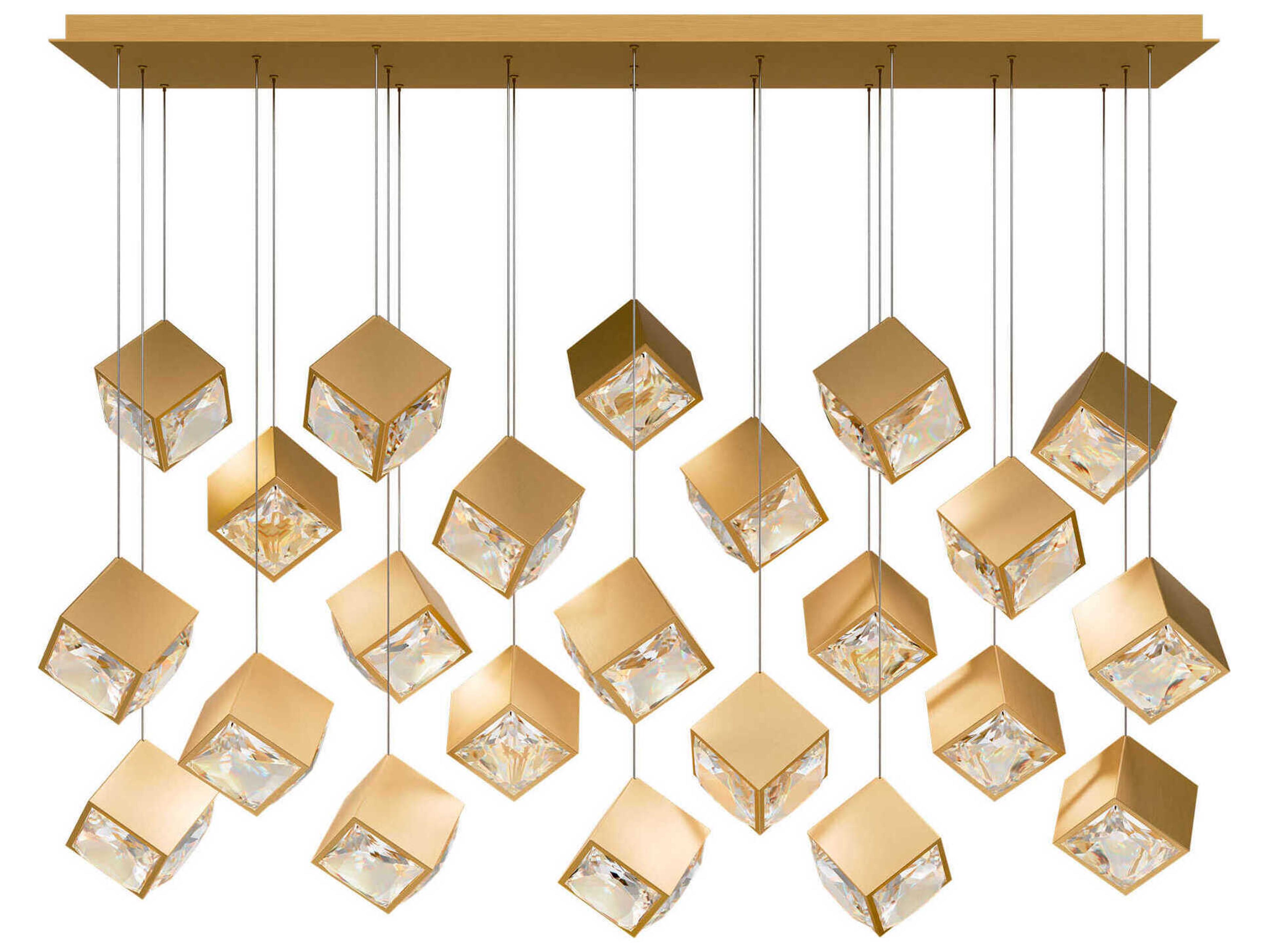 Ice Cube 23-Light Aged Brass Geometric Island Pendant