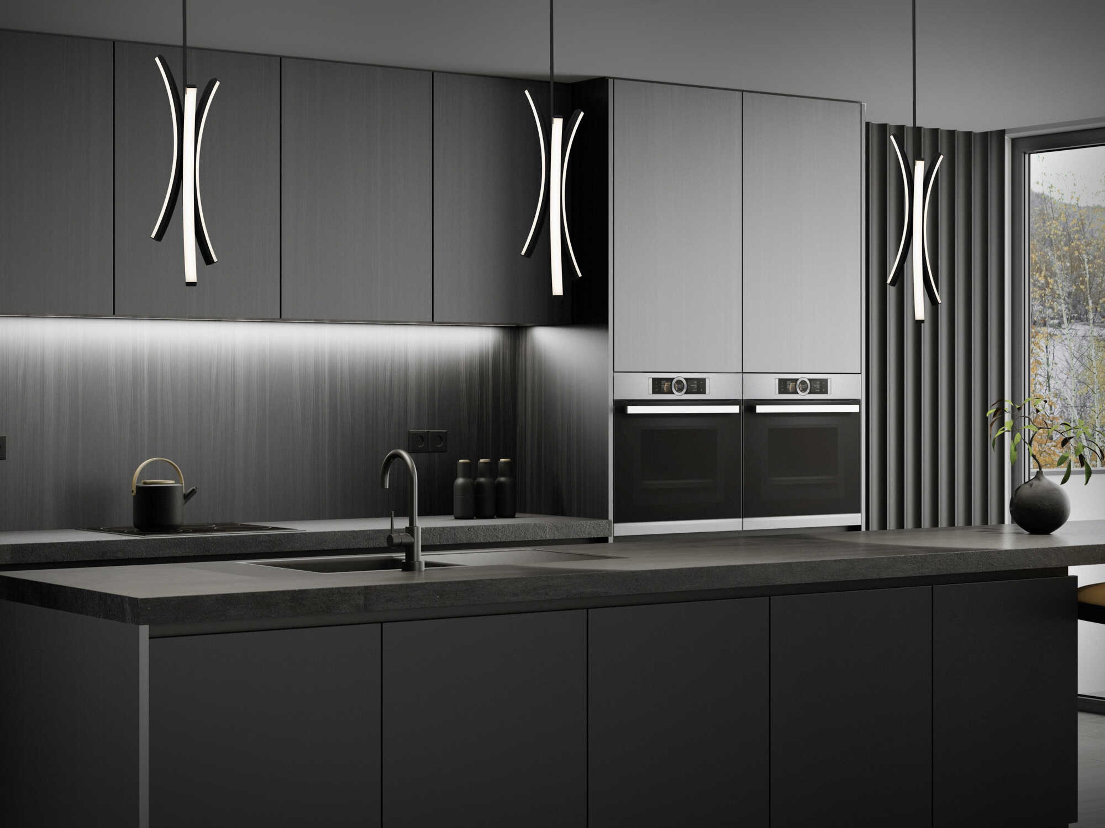 dweLED by WAC Lighting Tusk 3-Light Black Linear Mini Pendant