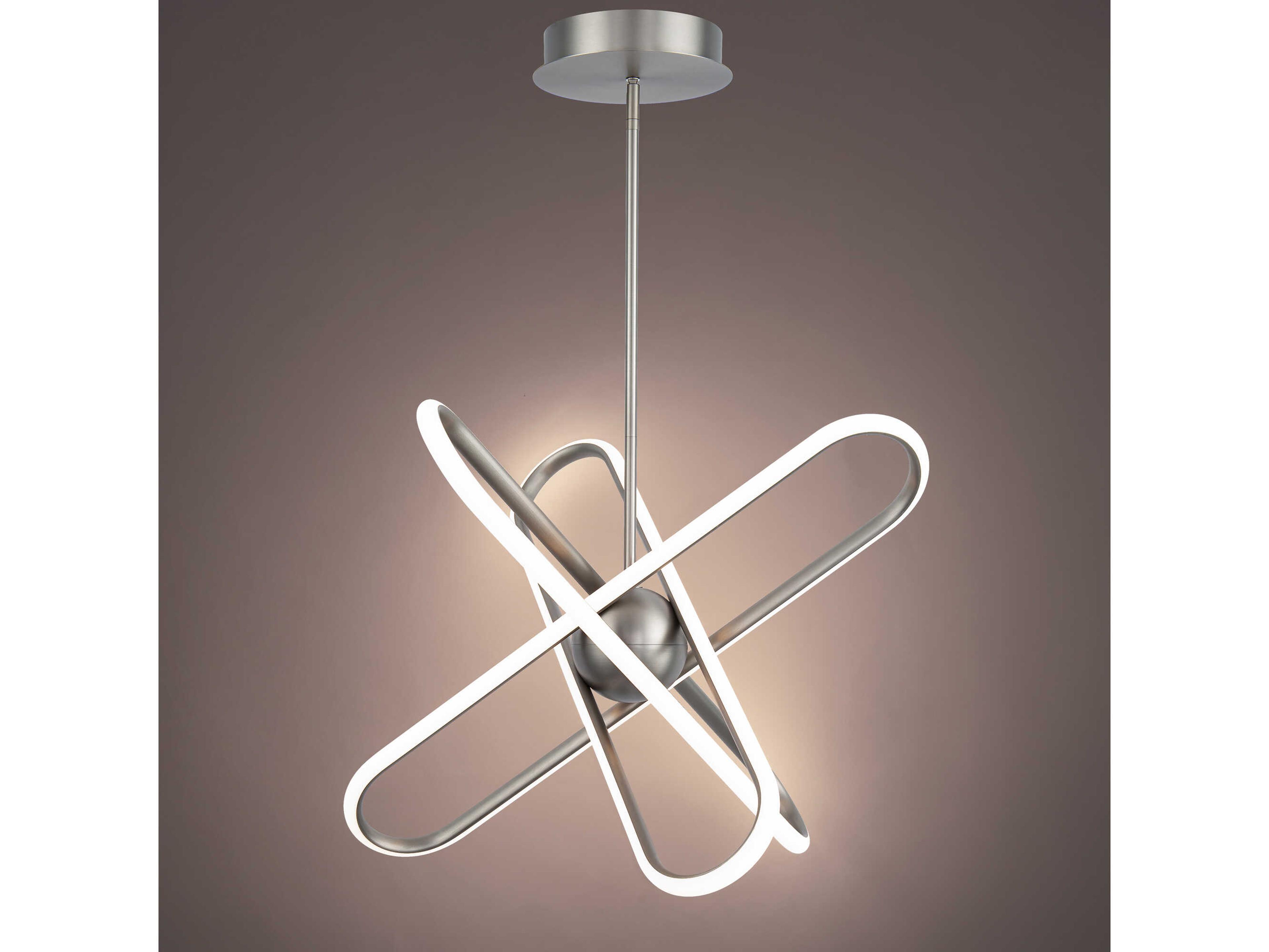 dweLED by WAC Lighting Valerius 3-Light Brushed Nickel LED Geometric Round Chandelier