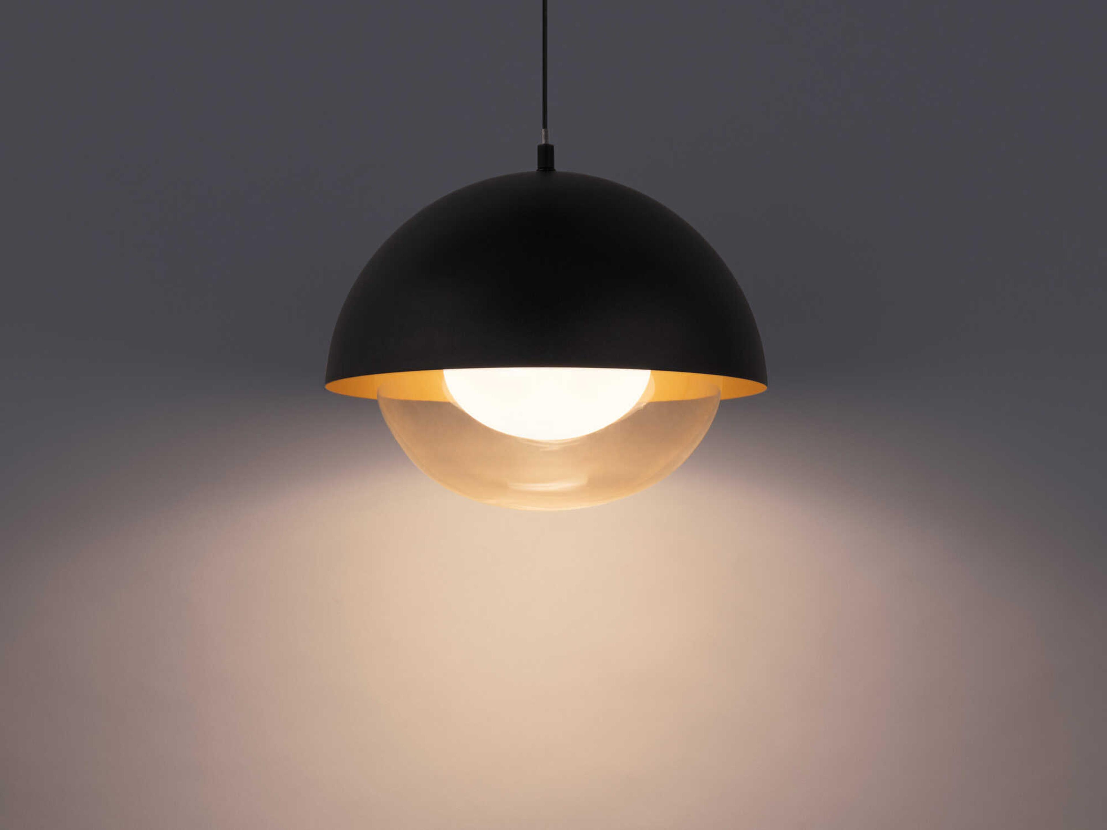 dweLED by WAC Lighting Dome 1-Light Black Gold Glass LED Mini Pendant