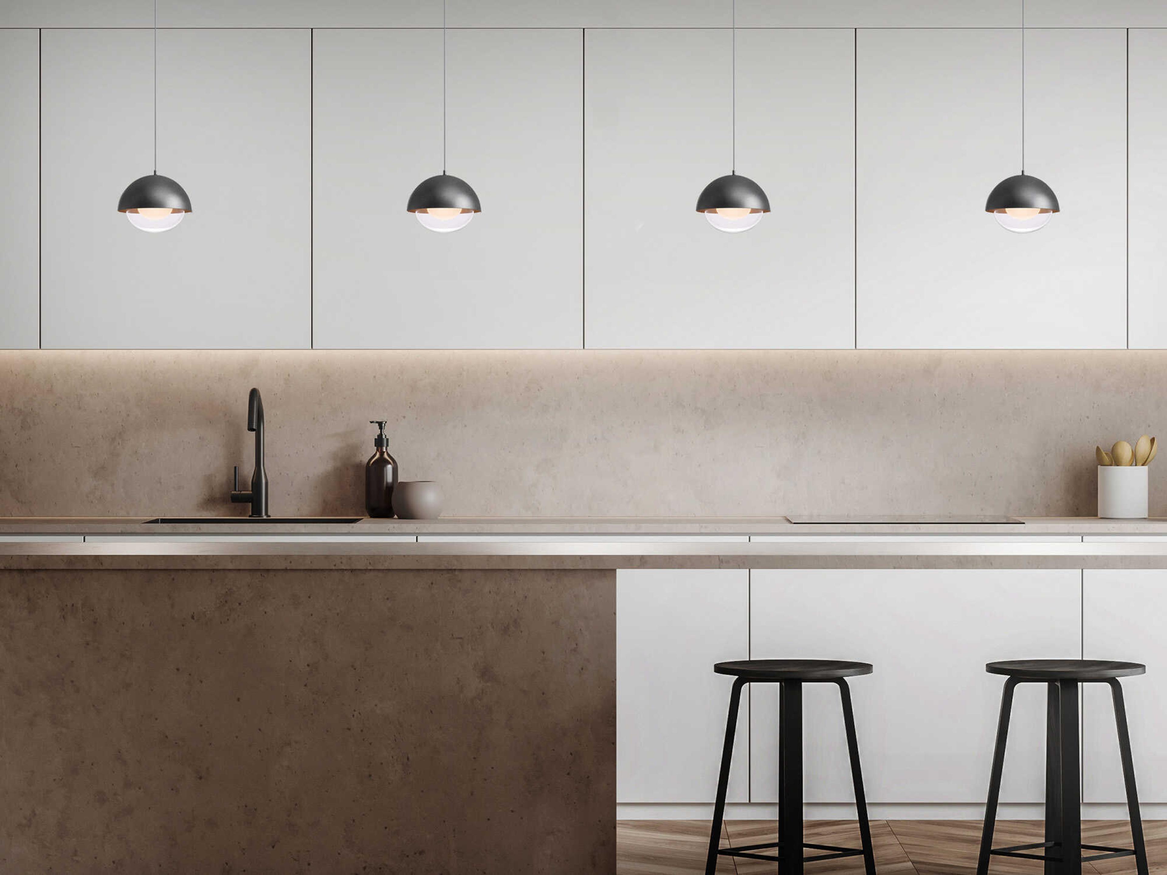 dweLED by WAC Lighting Dome 1-Light Black Gold Glass LED Mini Pendant