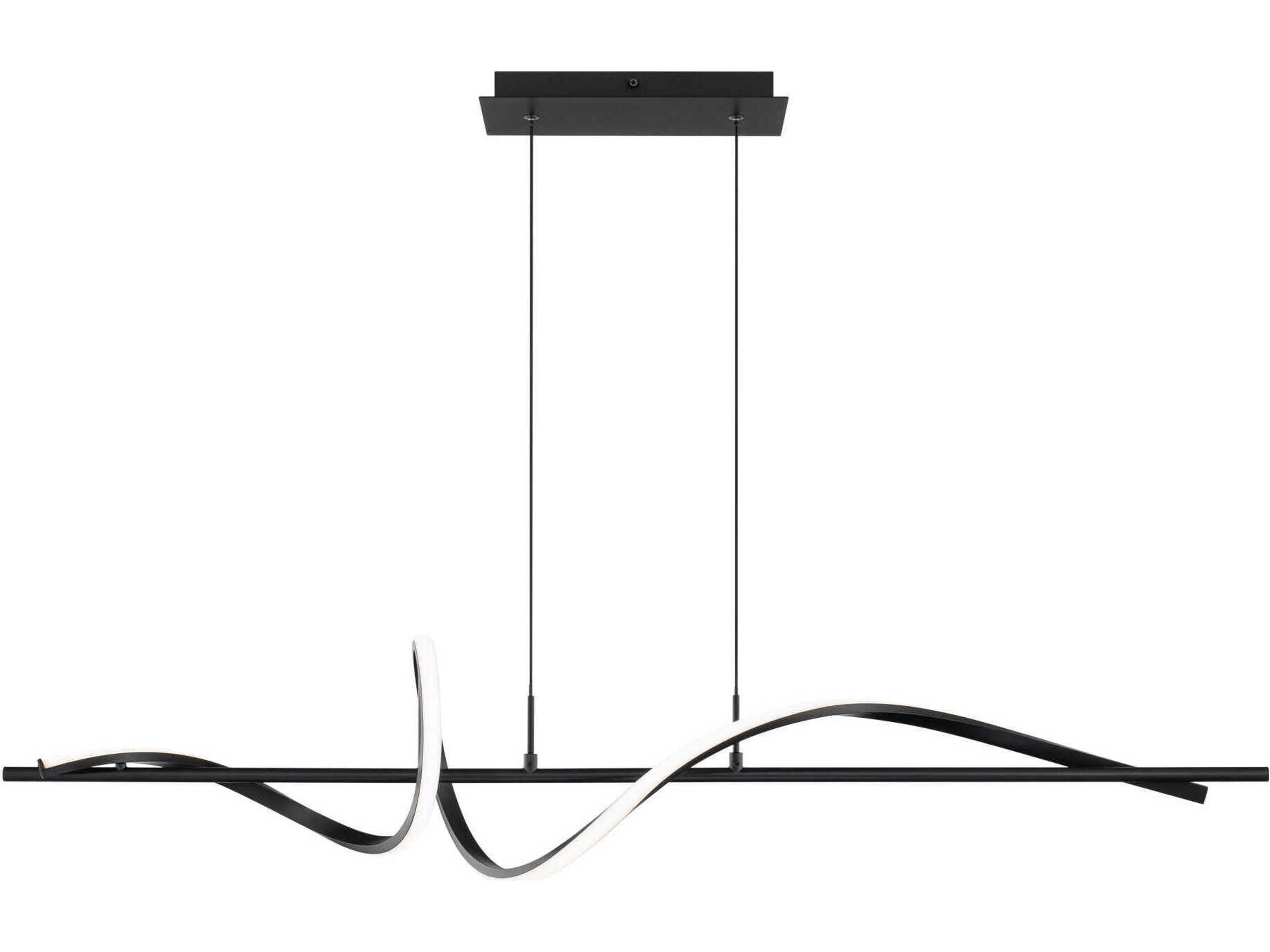 Corkscrew 1-Light Black Linear Island Pendant