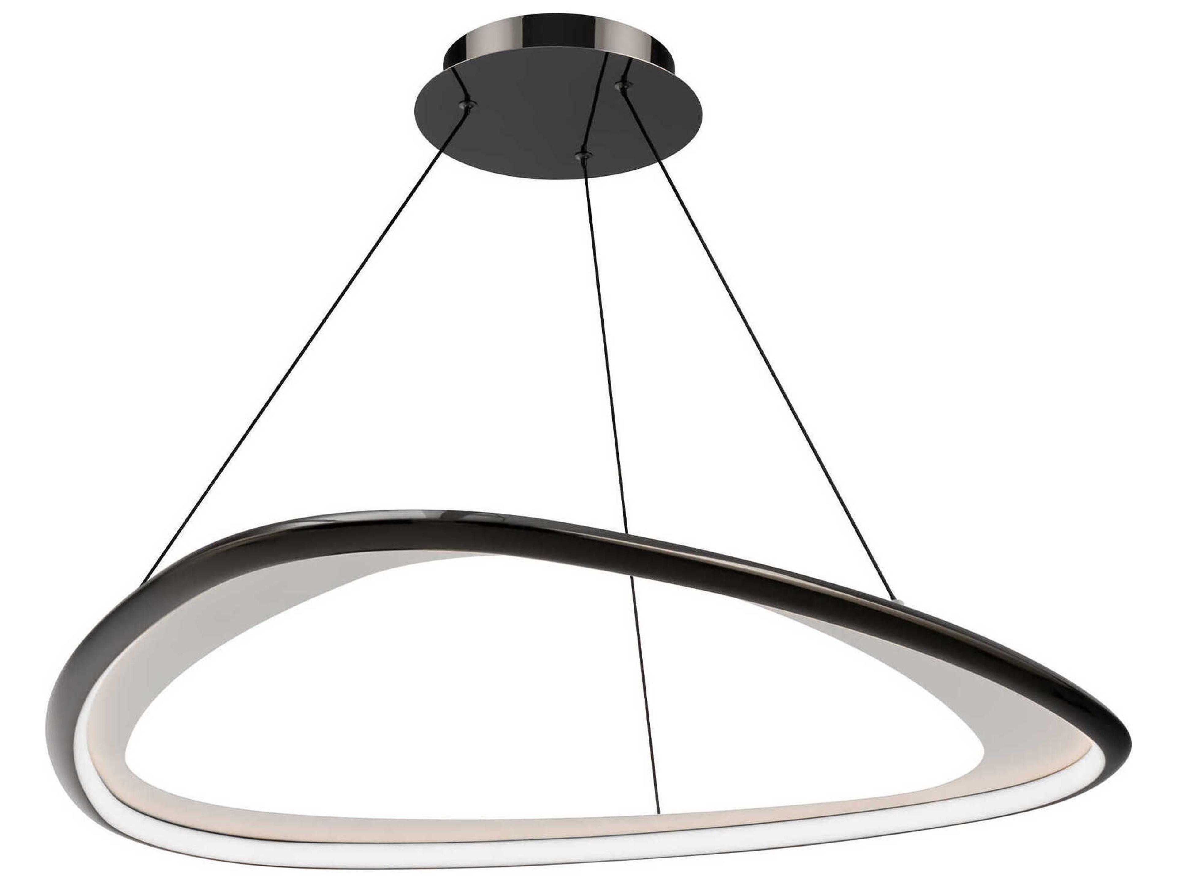 Oyster 1-Light Black Chrome Round Pendant