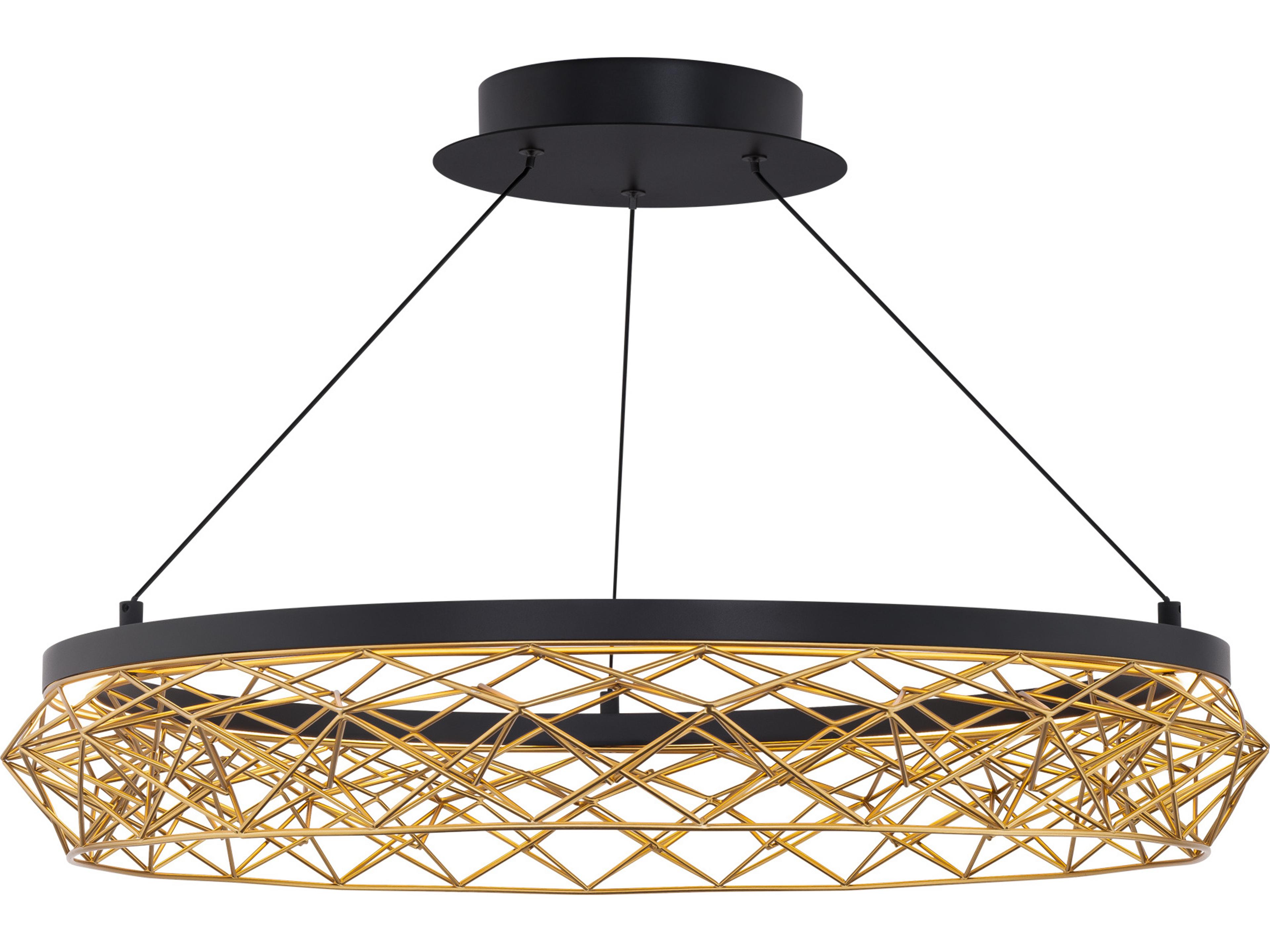 dweLED by WAC Lighting Lacey 1-Light Black gold Geometric Pendant
