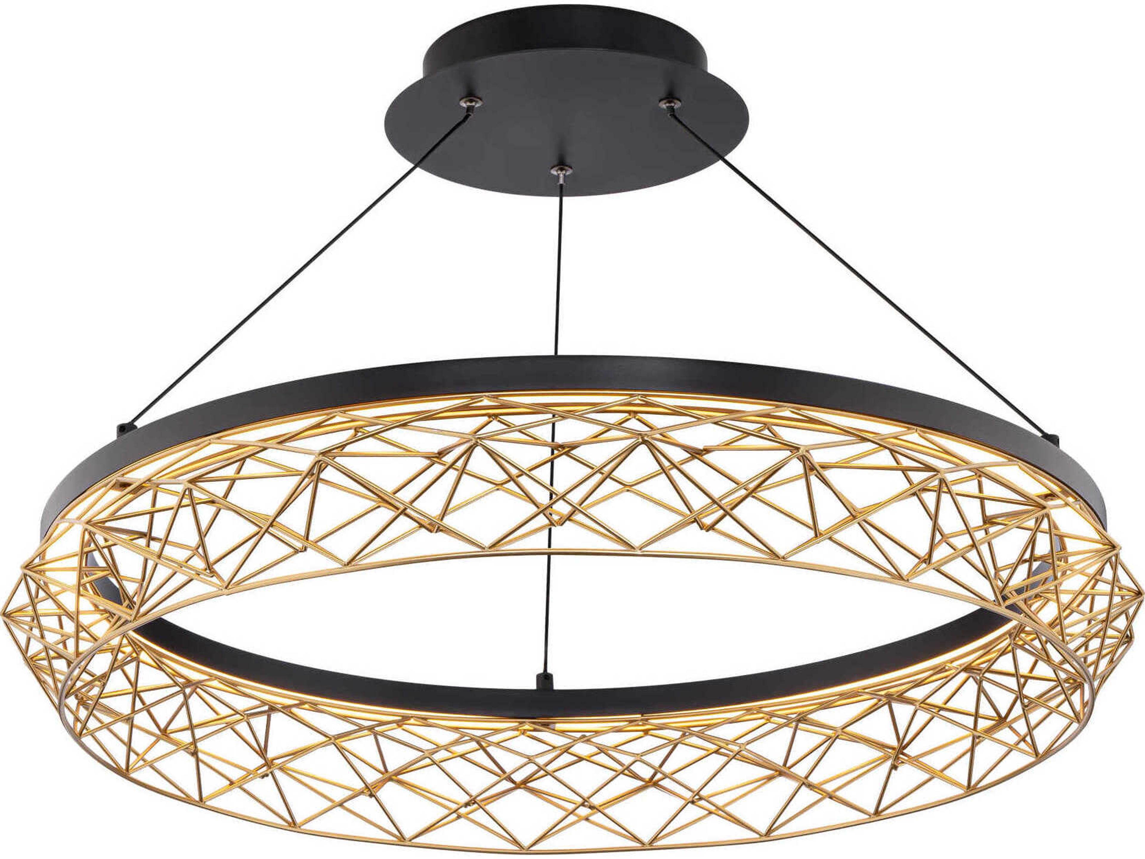 dweLED by WAC Lighting Lacey 1-Light Black gold Geometric Pendant