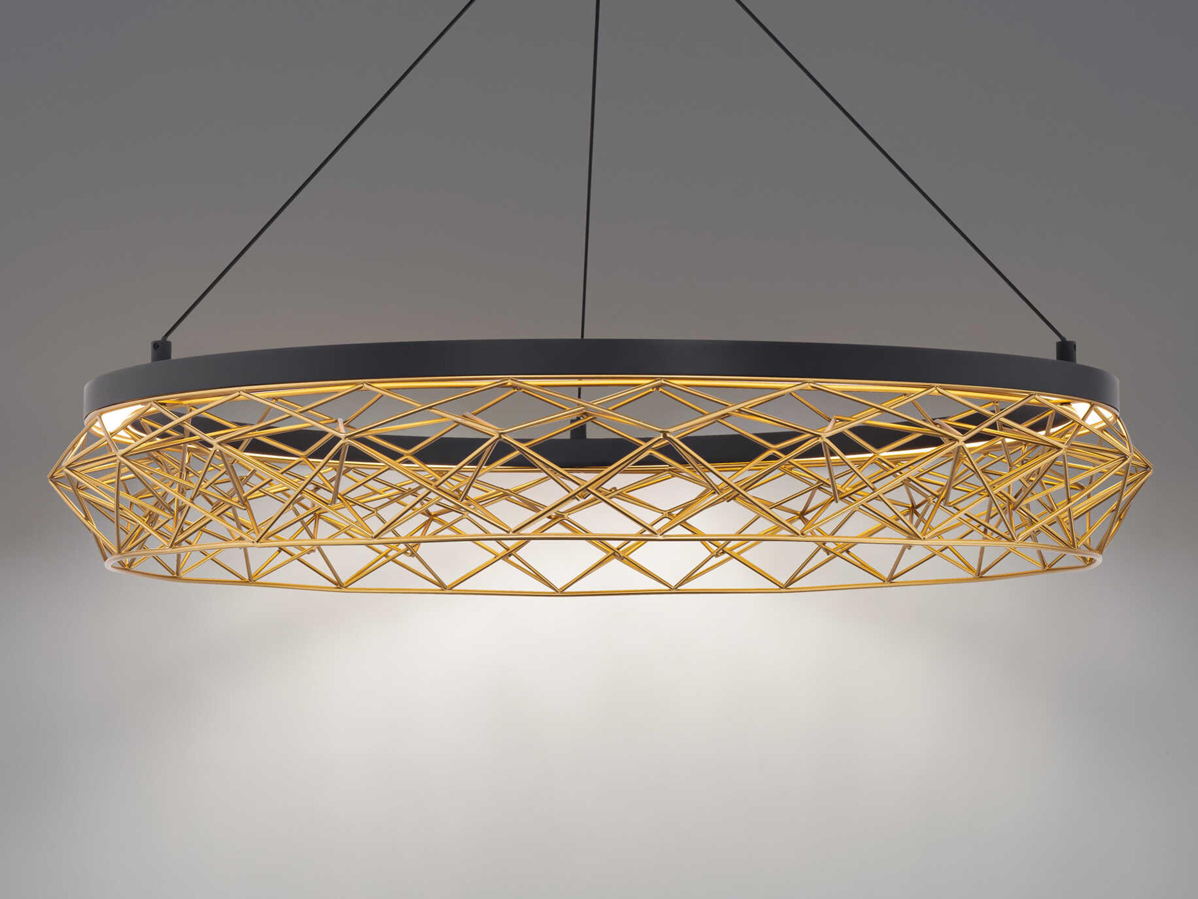 dweLED by WAC Lighting Lacey 1-Light Black gold Geometric Pendant
