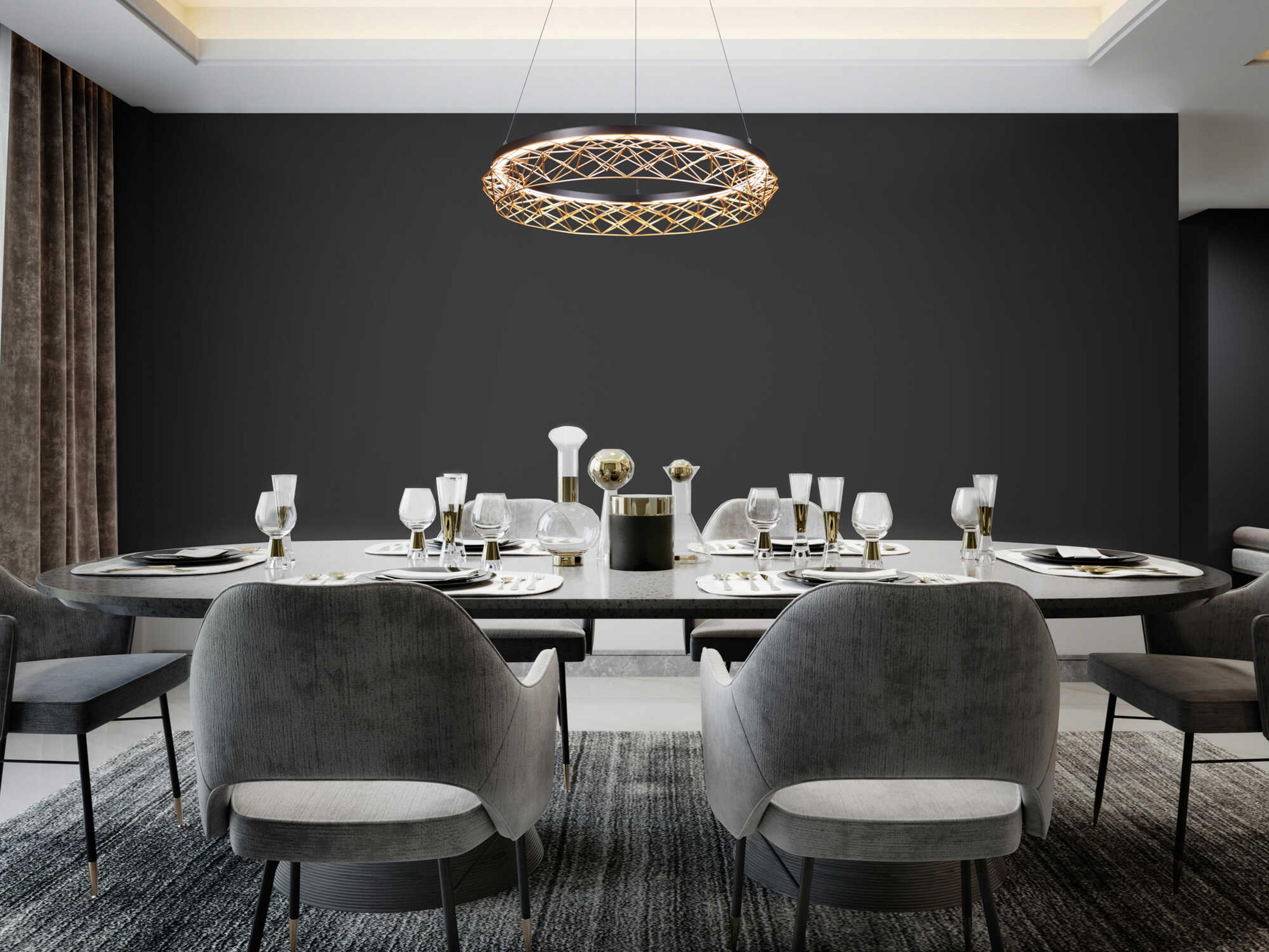 dweLED by WAC Lighting Lacey 1-Light Black gold Geometric Pendant