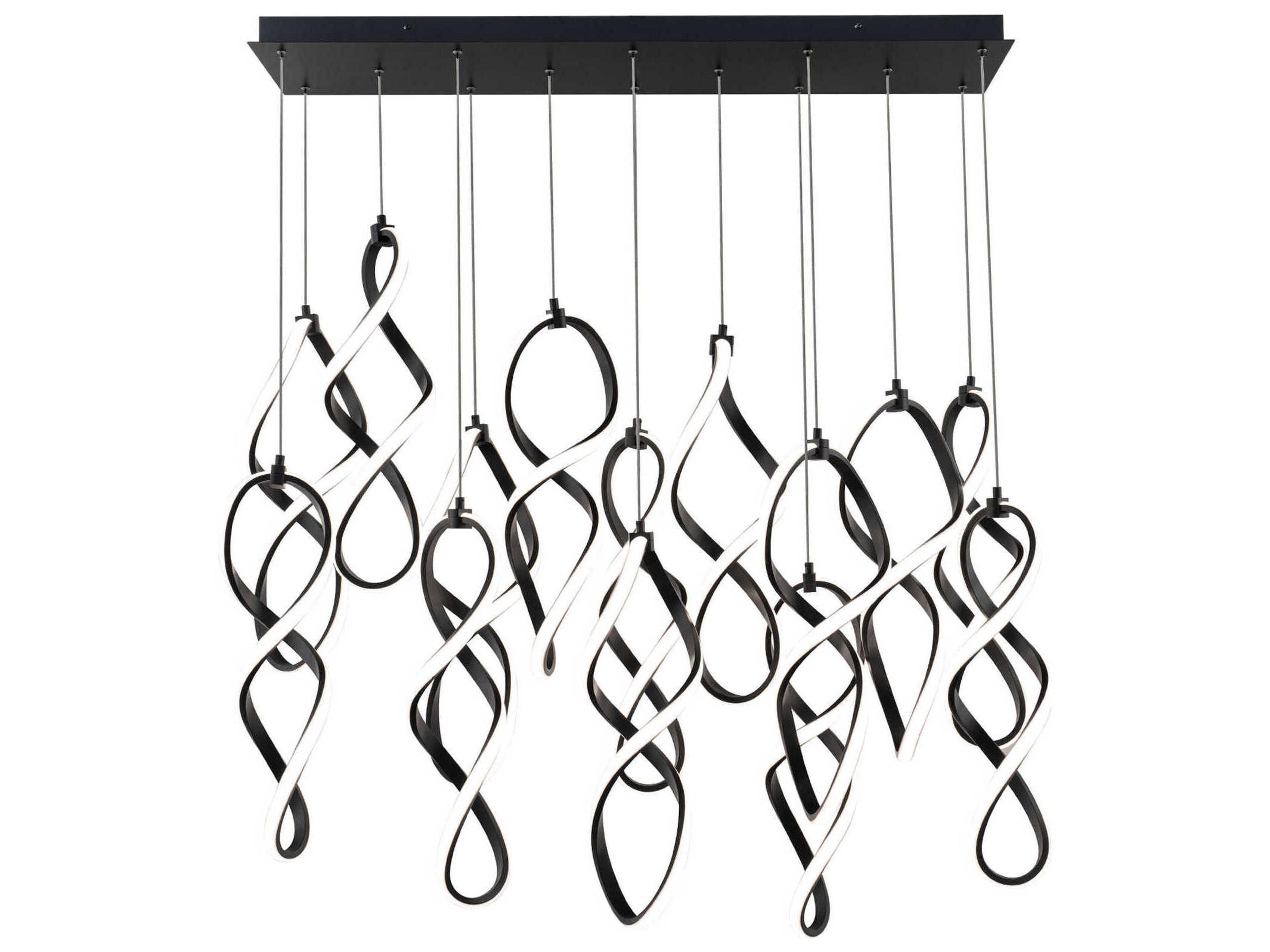 Interlace 14-Light Black Island Pendant