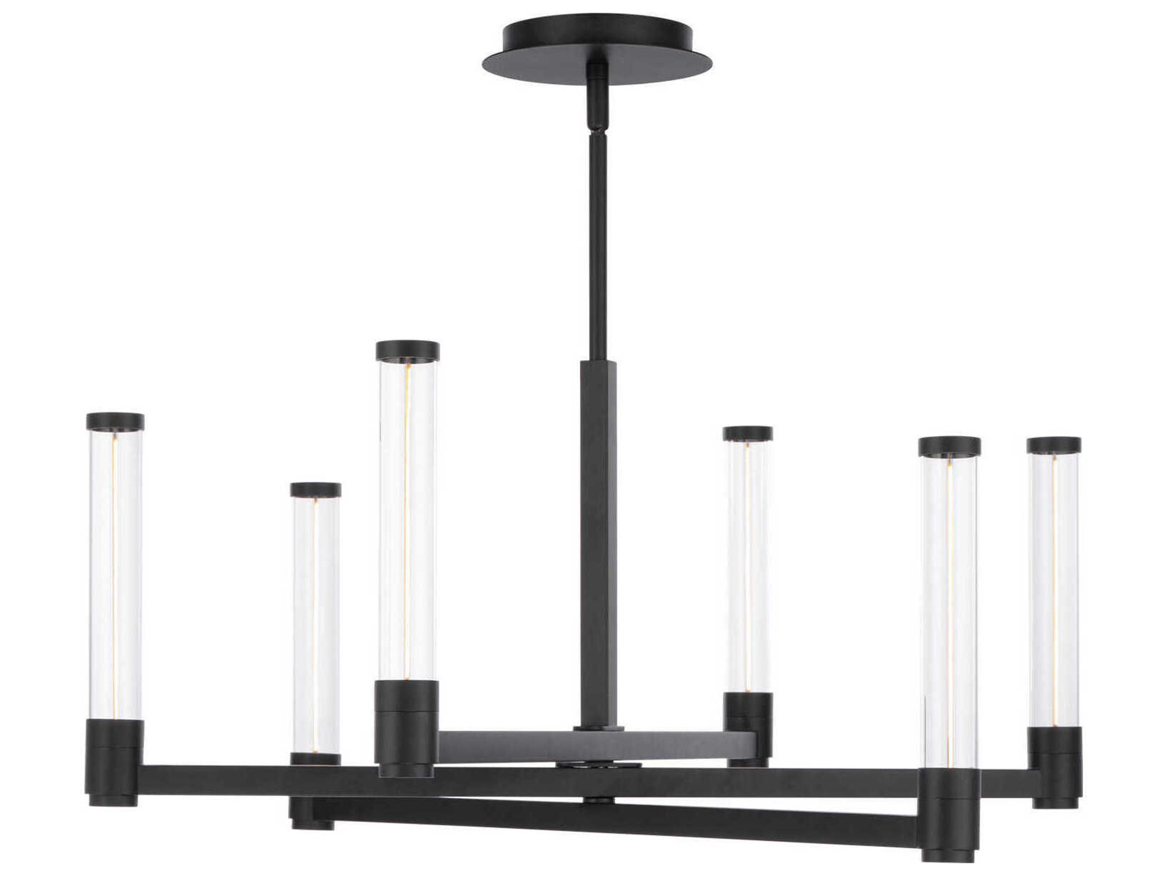 Jedi 6-Light Black Glass LED Cylinder Chandelier