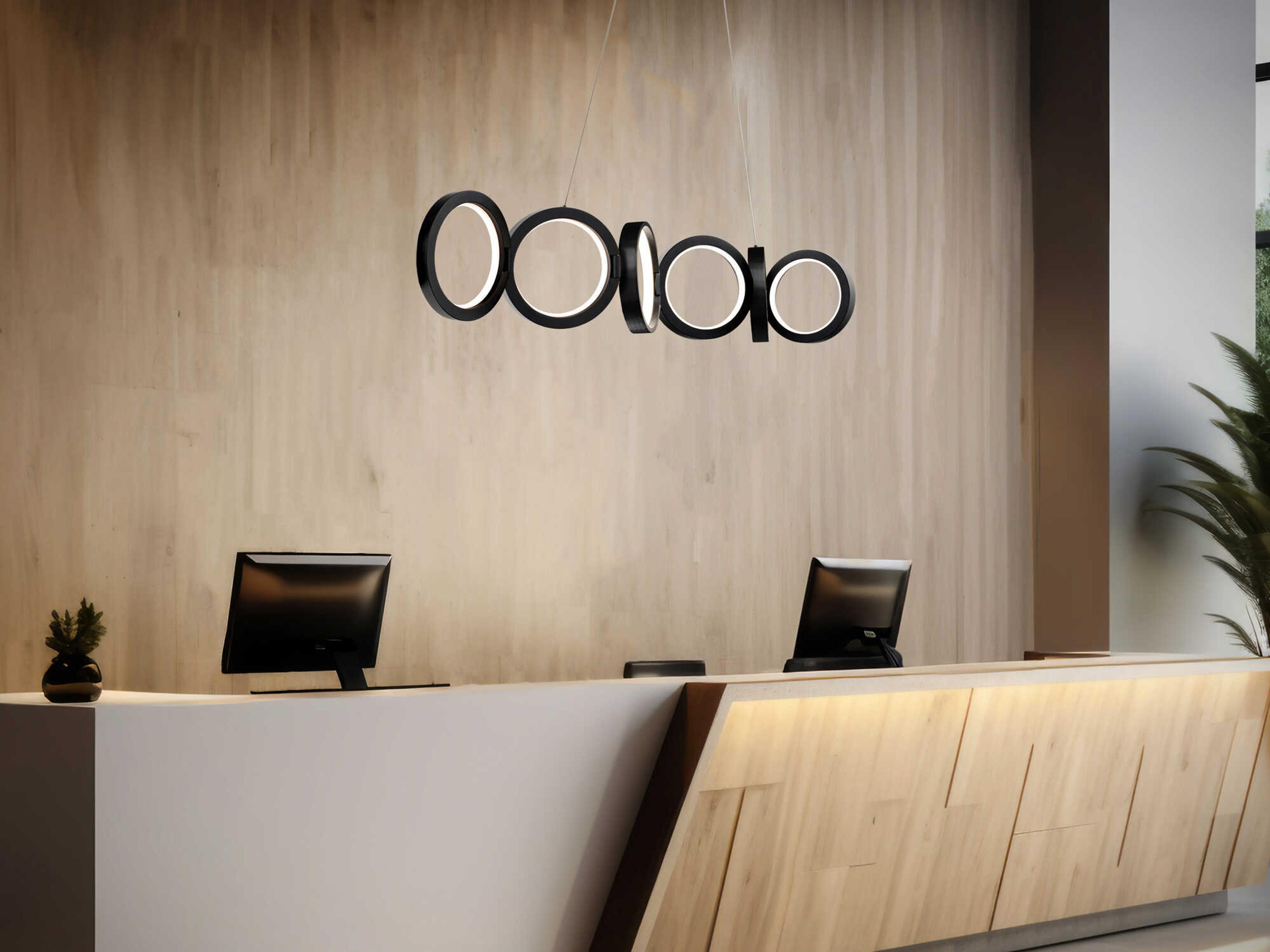 dweLED by WAC Lighting Cabot 6-Light Black Linear Round Island Pendant