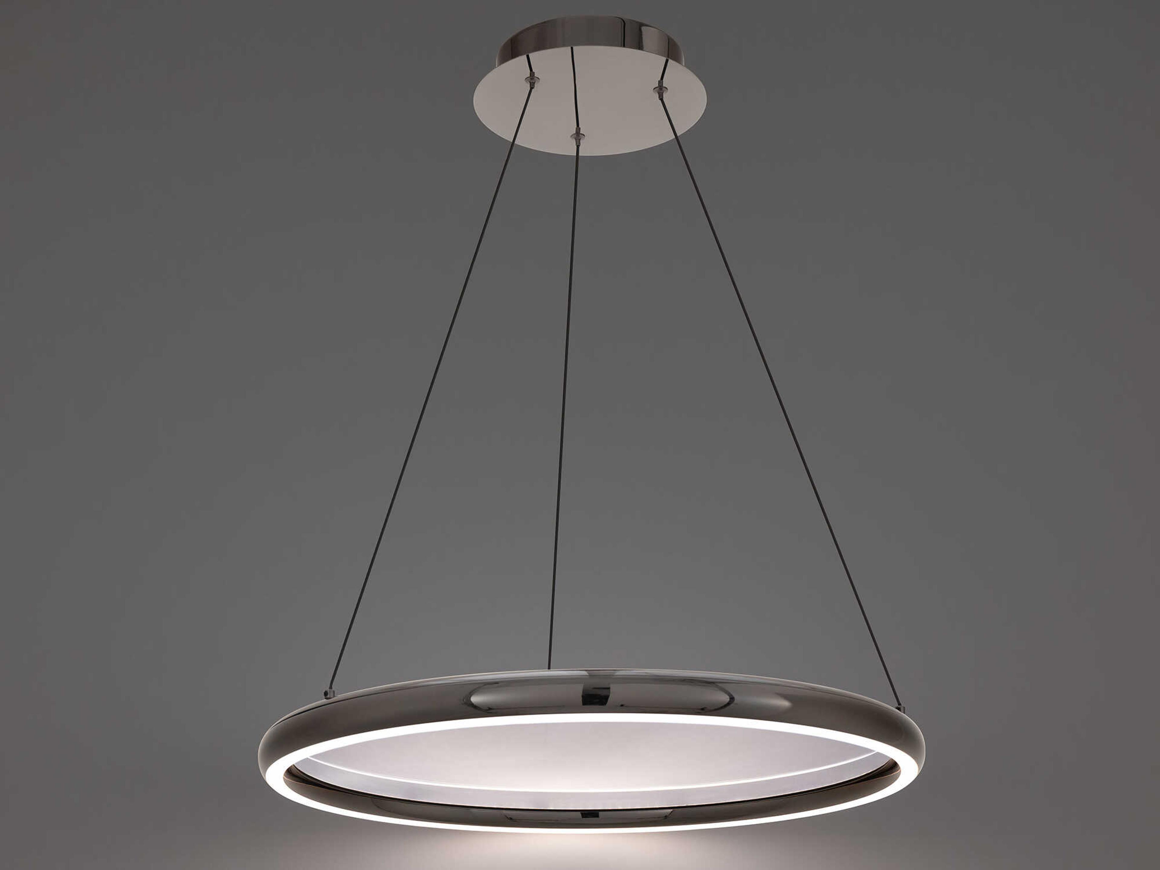 dweLED by WAC Lighting Huxley 1-Light Black Chrome Round Pendant