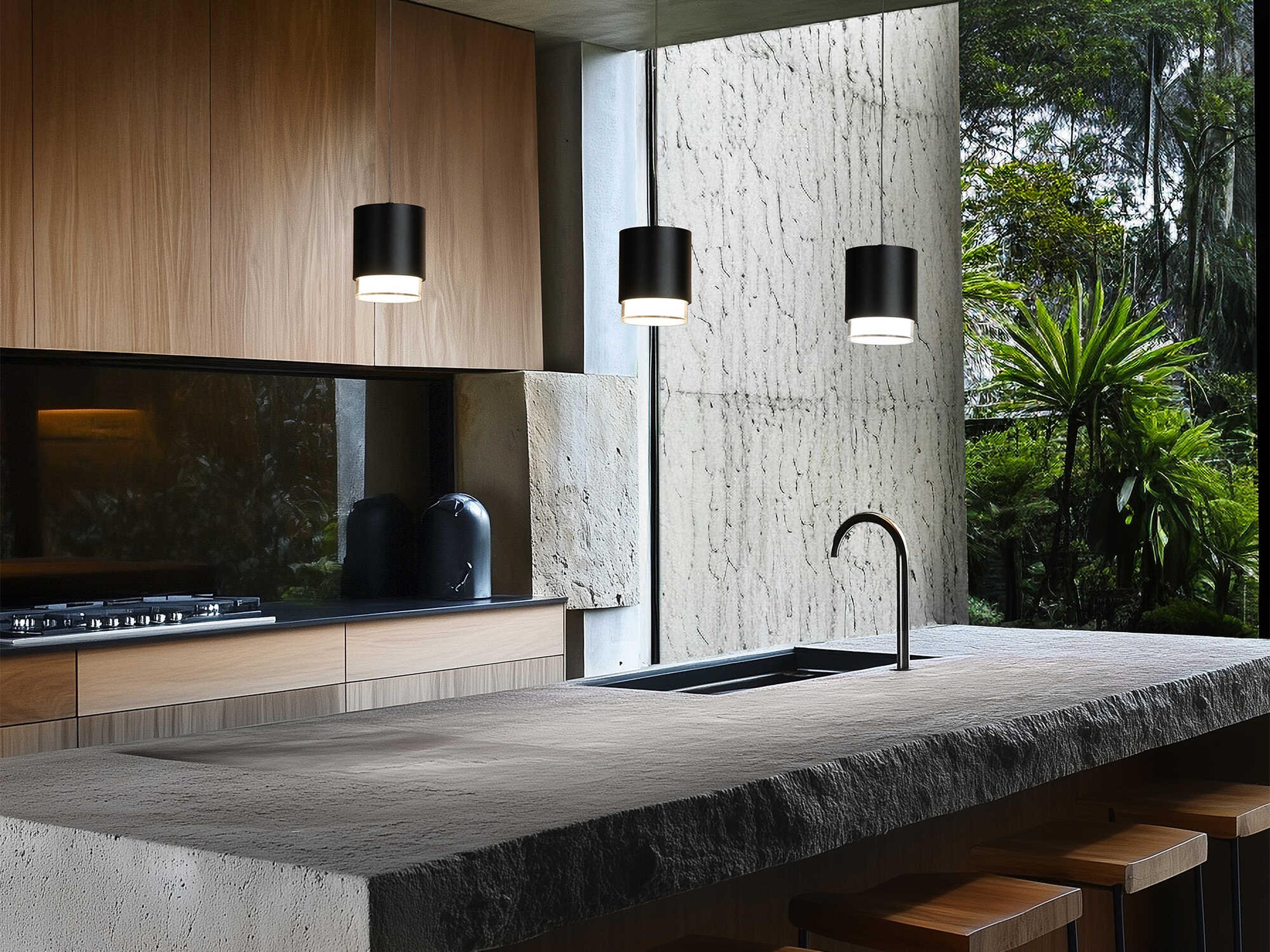 dweLED by WAC Lighting Cloak 1-Light Black Cylinder Mini Pendant