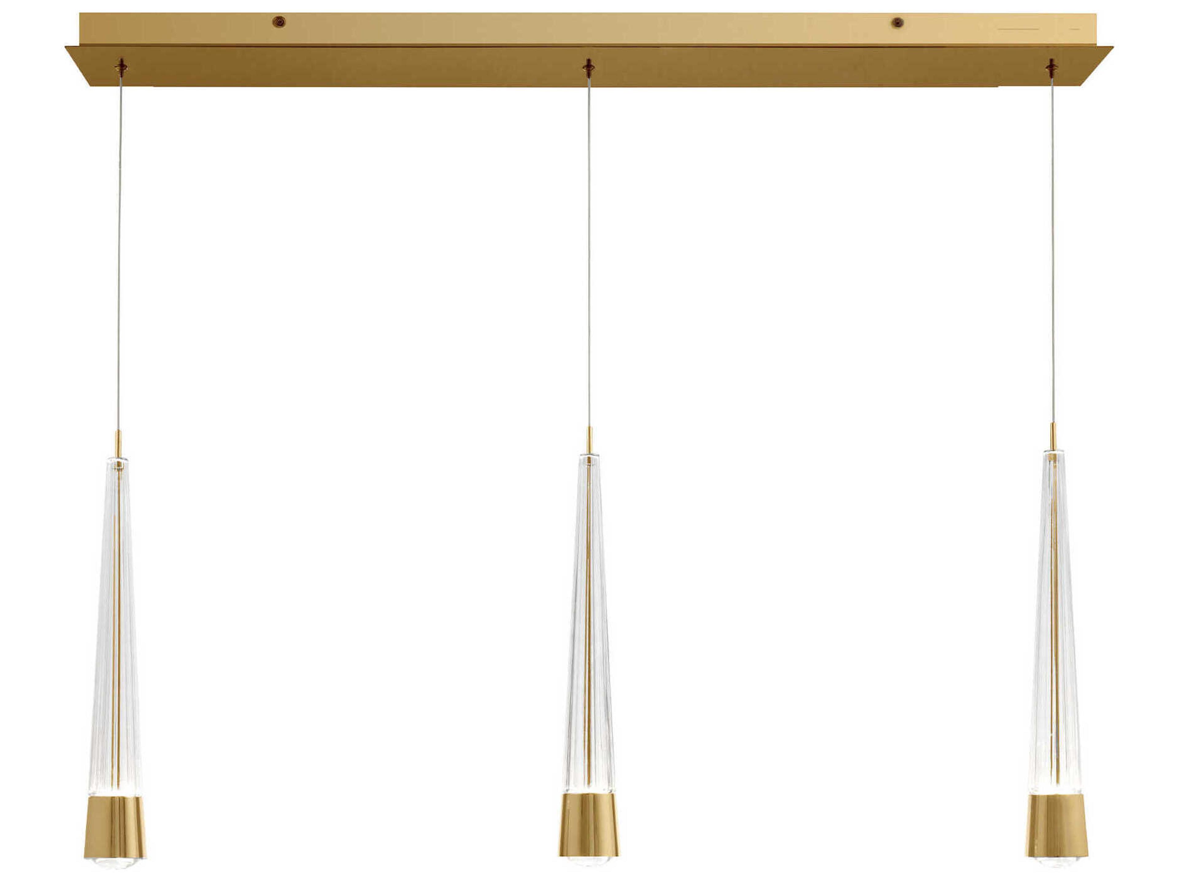 Quill 3-Light Aged Brass Linear Island Pendant