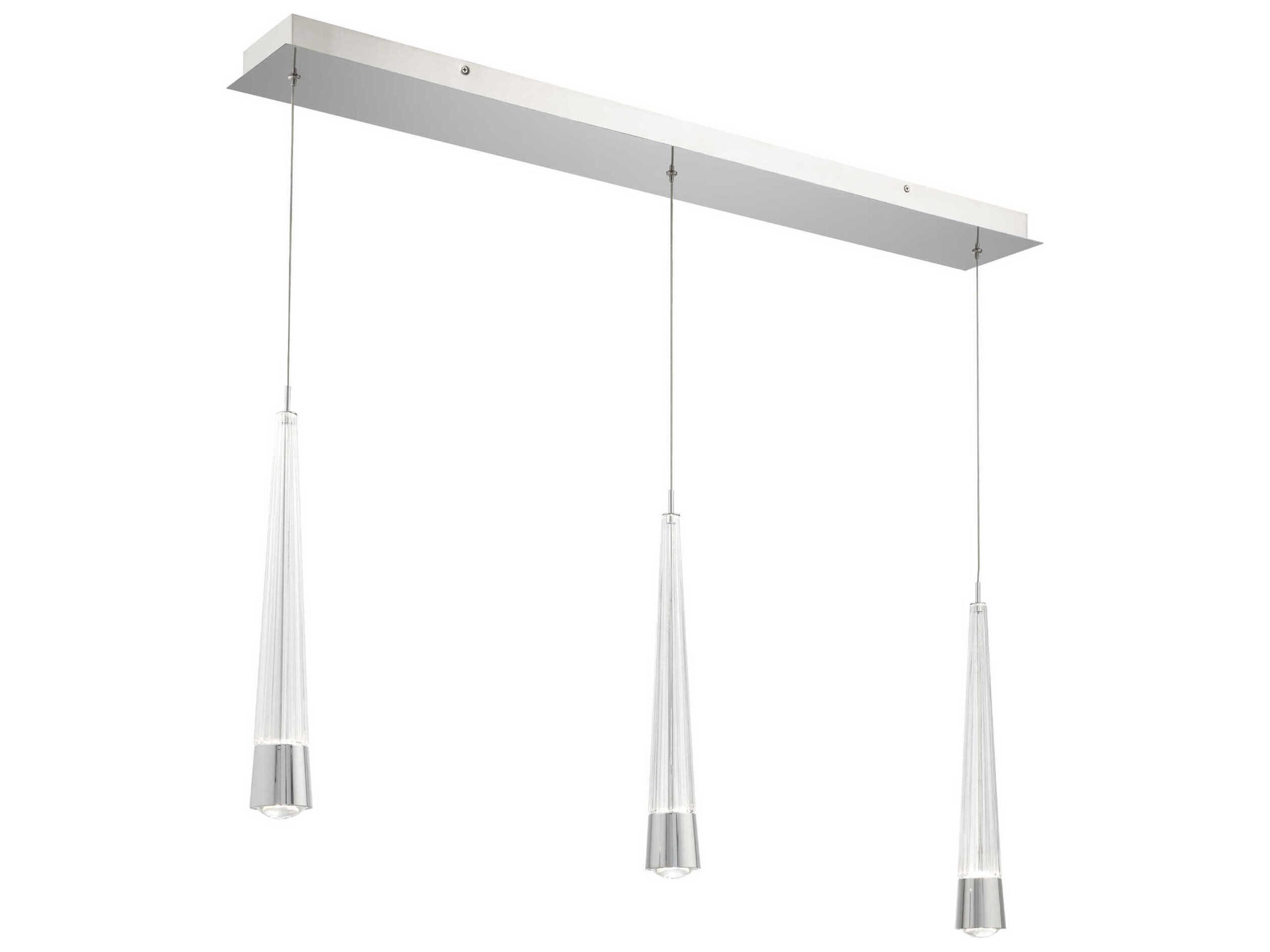 dweLED by WAC Lighting Quill 3-Light Chrome Linear Island Pendant