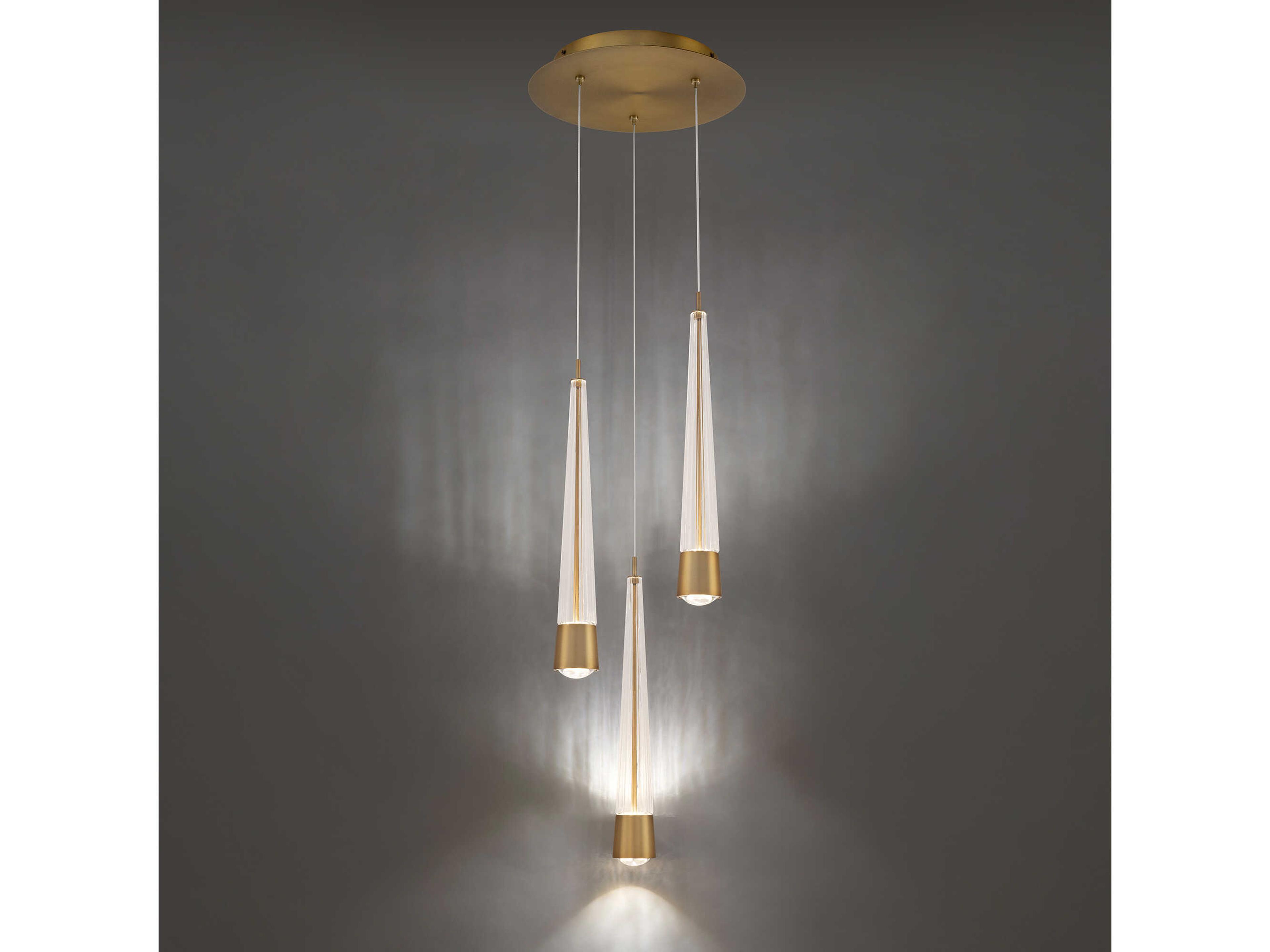 dweLED by WAC Lighting Quill 3-Light Aged Brass Linear Mini Pendant