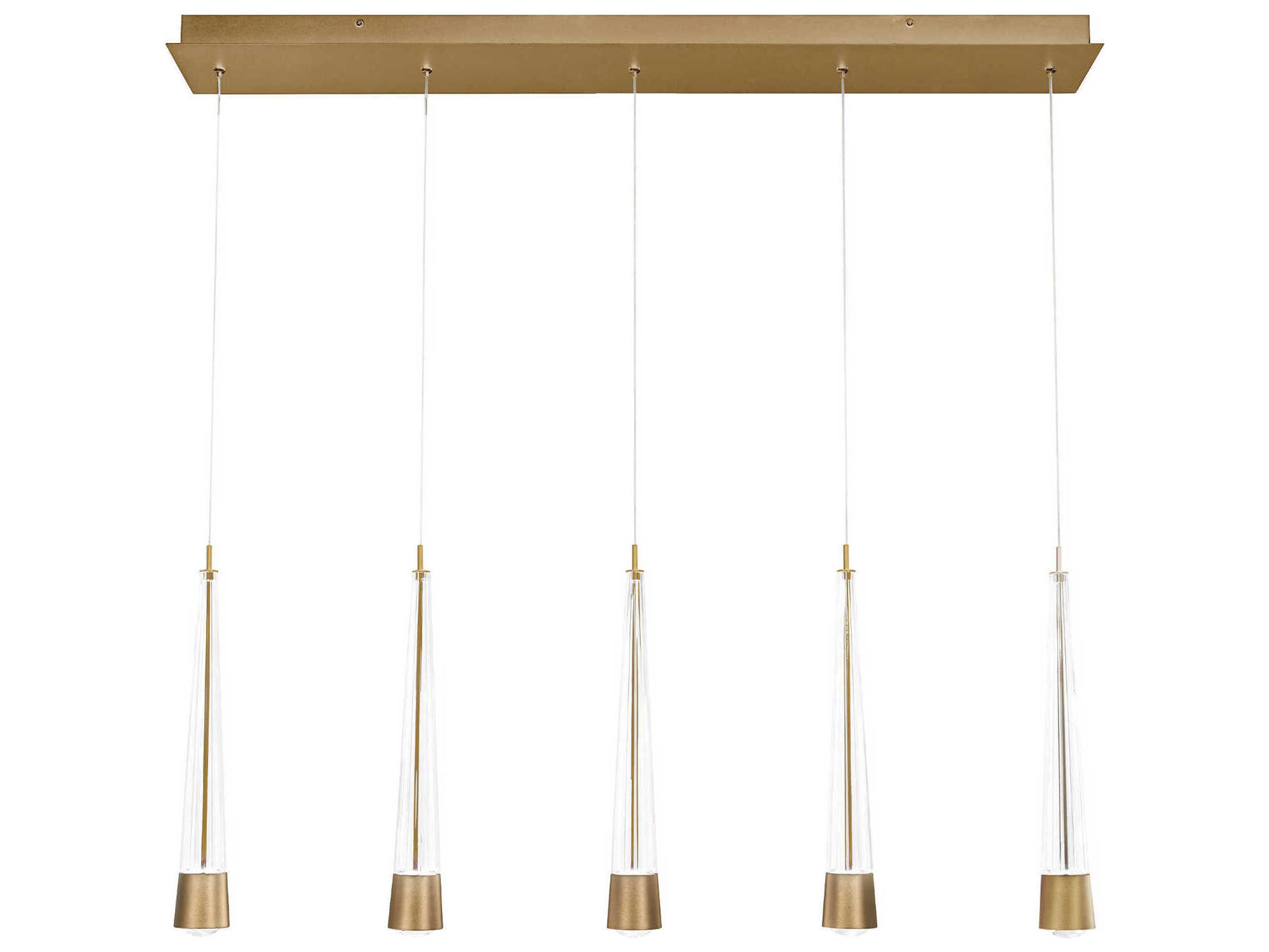 Quill 5-Light Aged Brass Linear Island Pendant