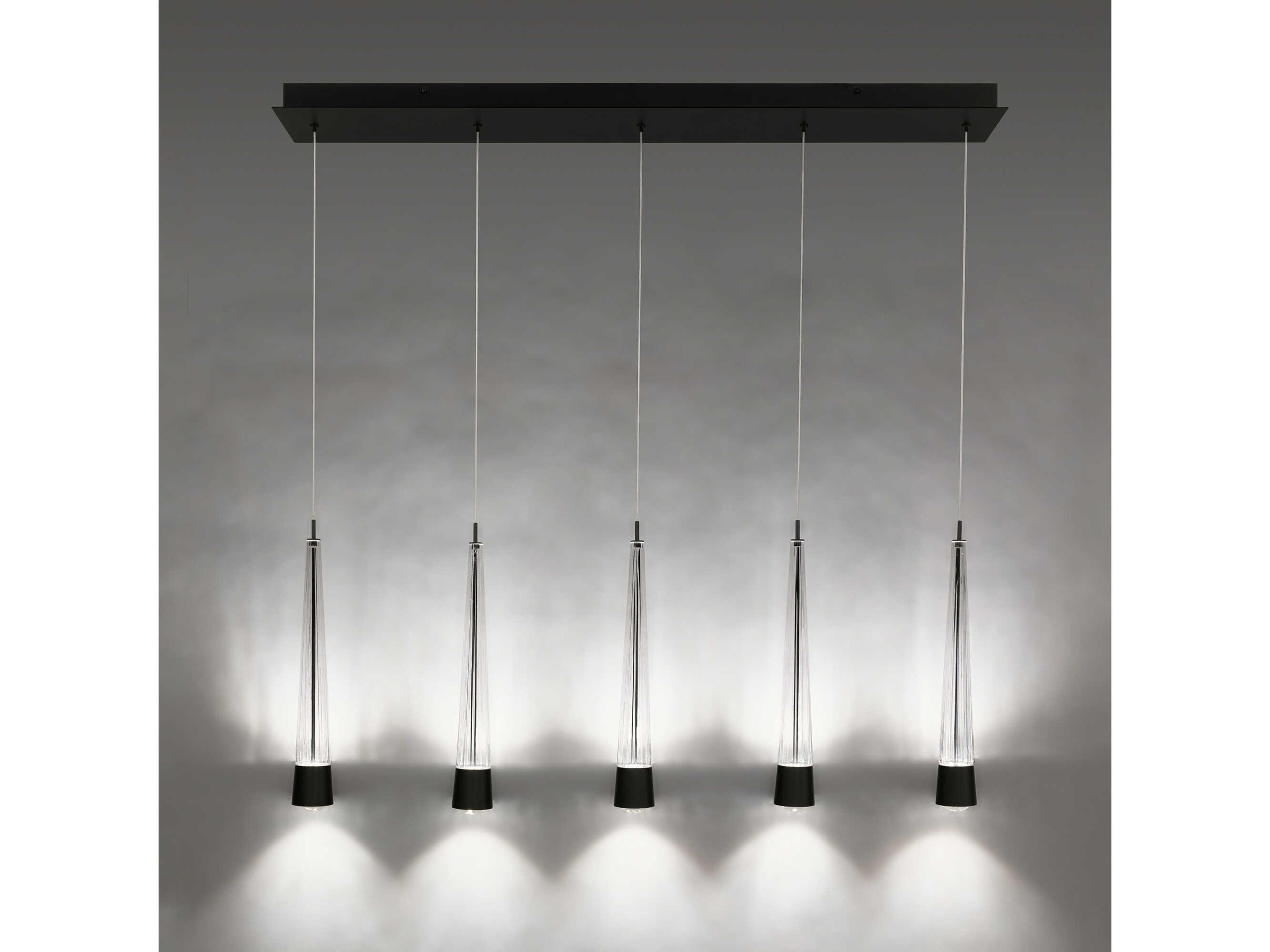 dweLED by WAC Lighting Quill 5-Light Black Linear Island Pendant