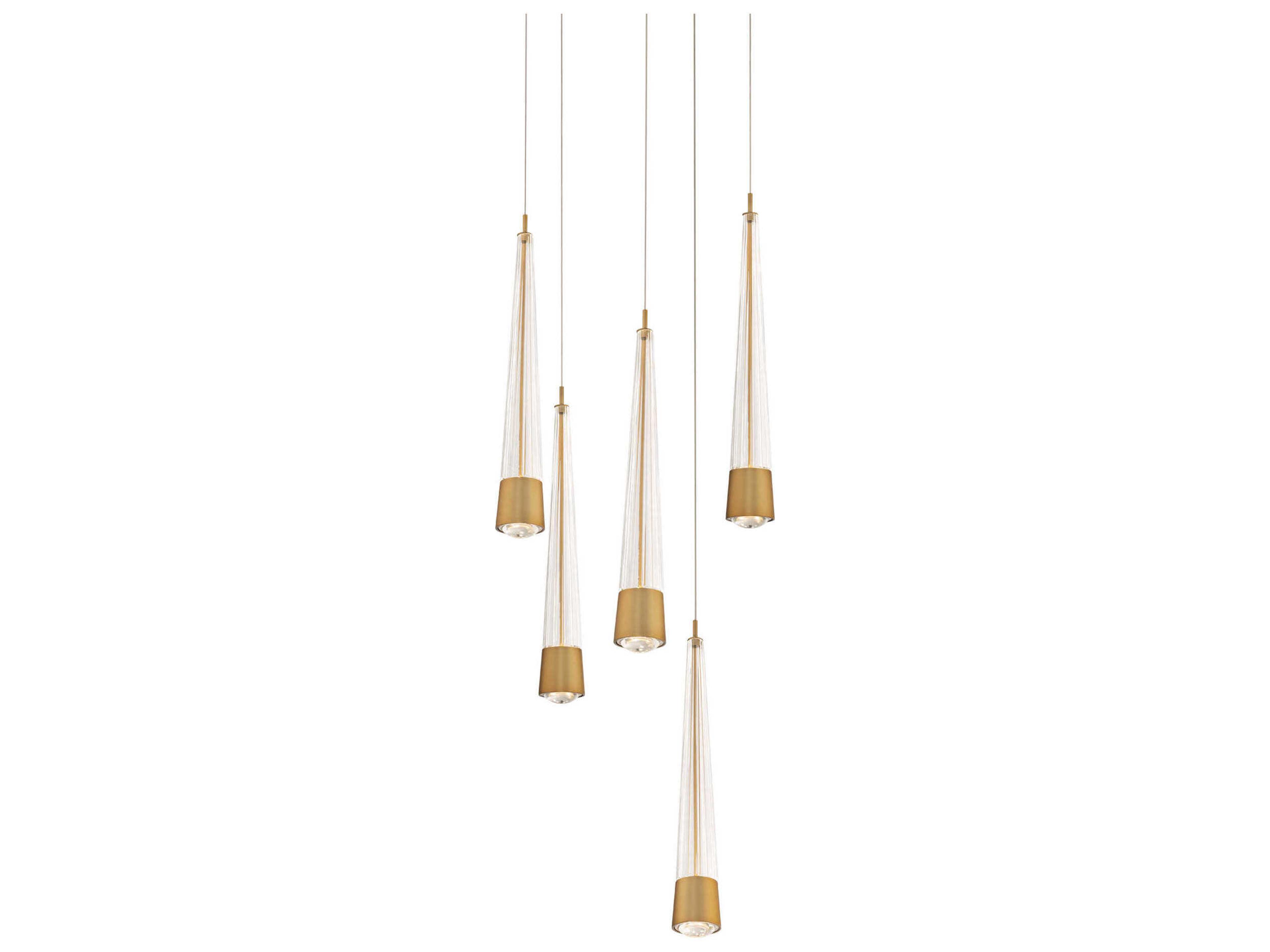 Quill 5-Light Aged Brass Linear Pendant
