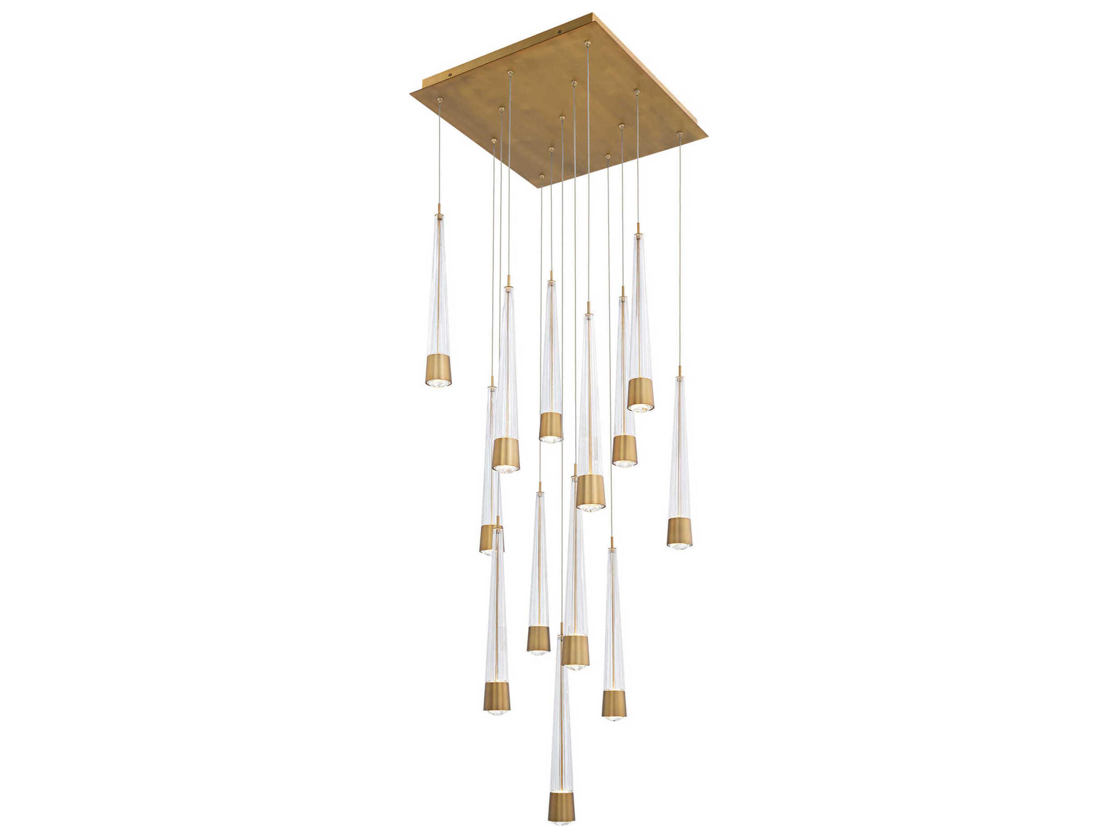 Quill 13-Light Aged Brass Linear Pendant