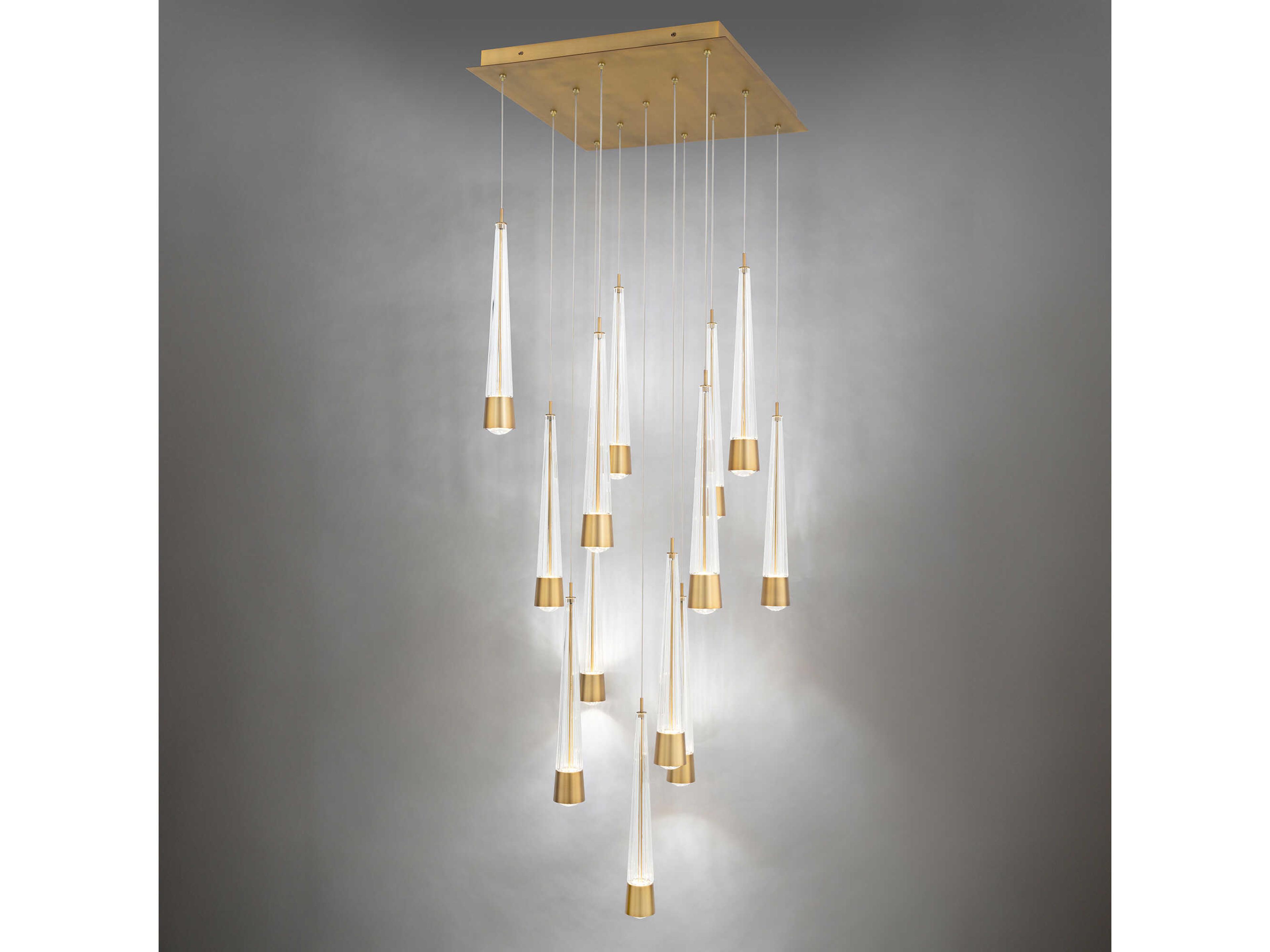dweLED by WAC Lighting Quill 13-Light Aged Brass Linear Pendant
