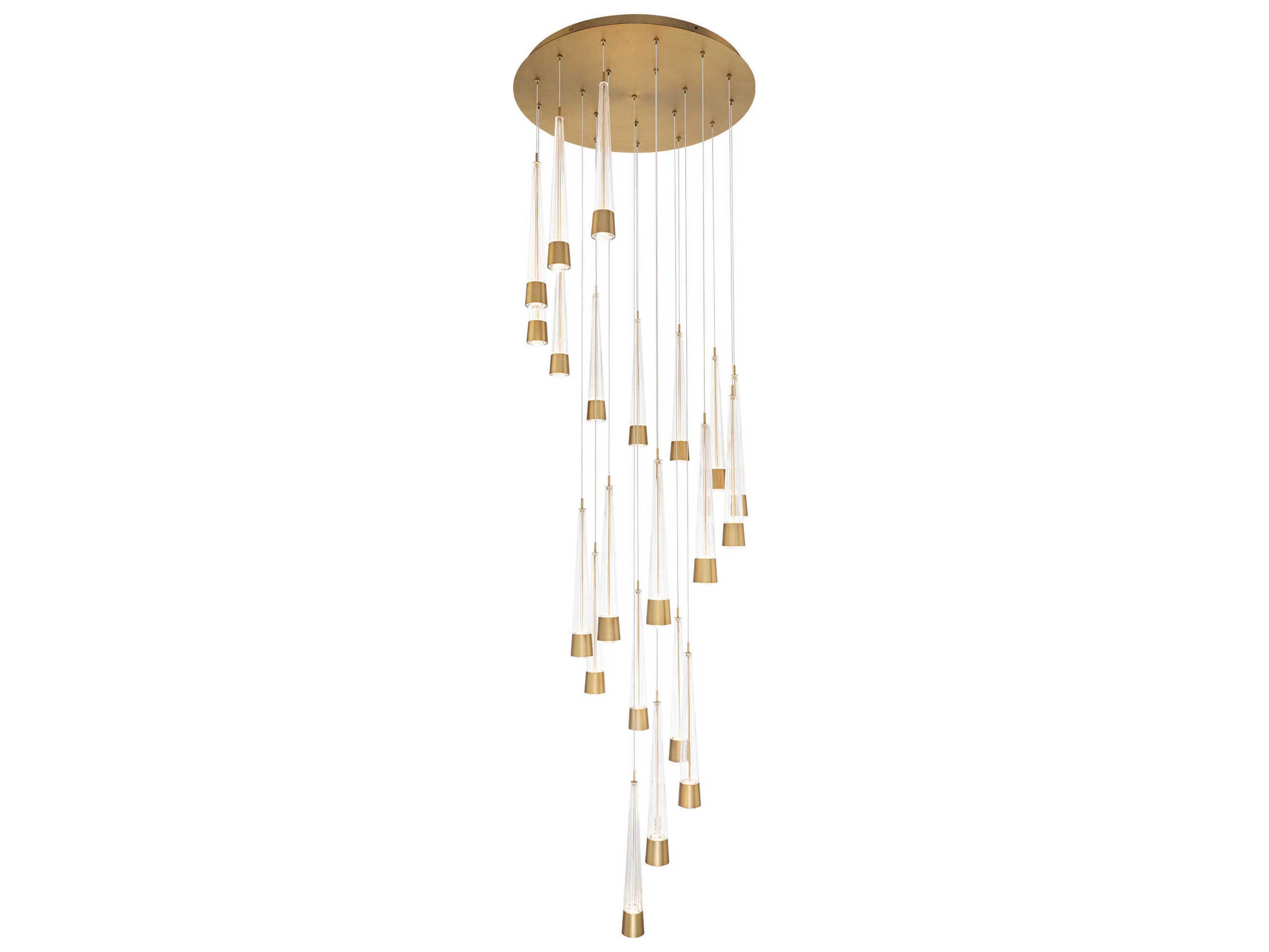 Quill 21-Light Aged Brass Linear Pendant