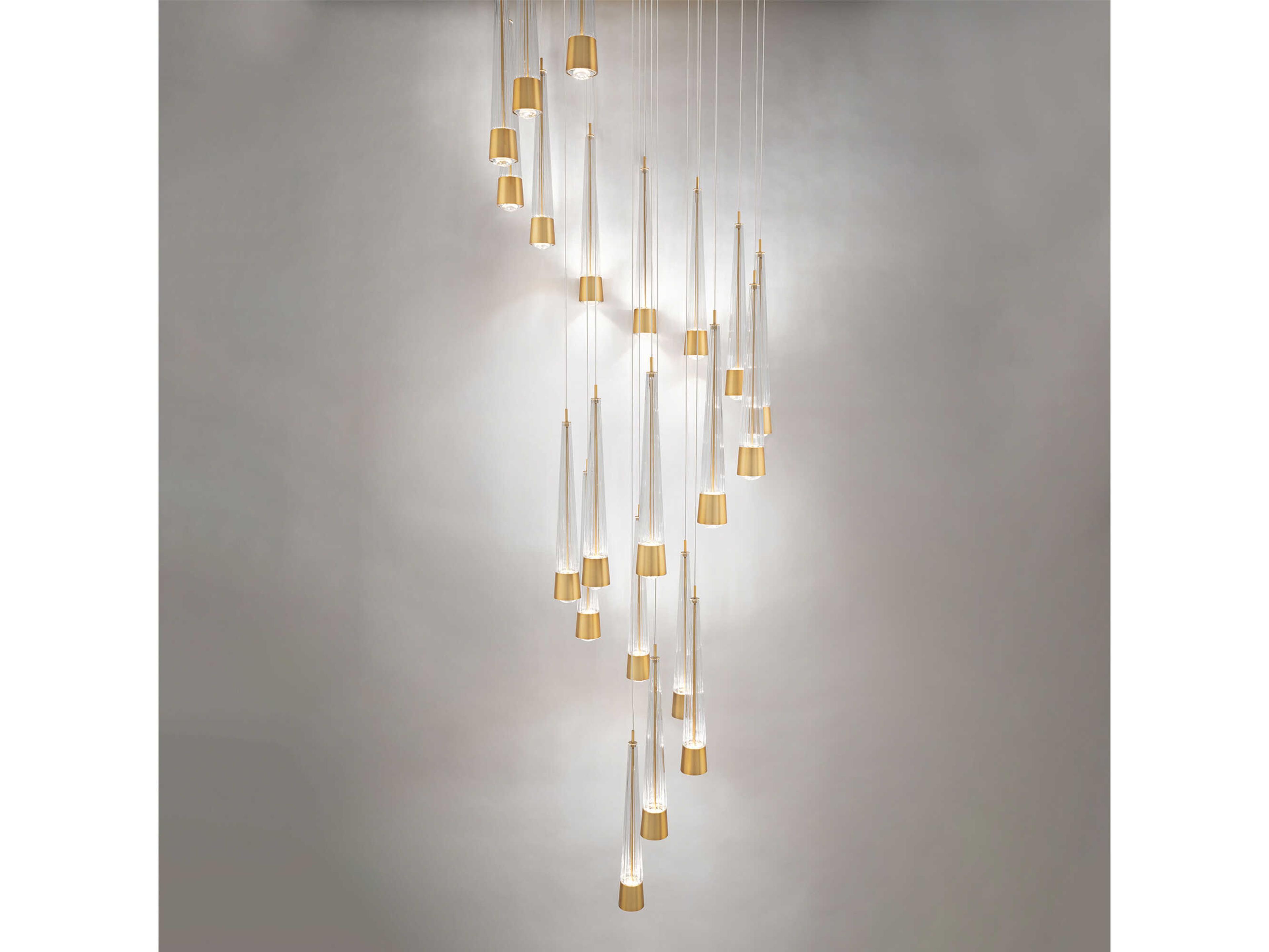 dweLED by WAC Lighting Quill 21-Light Aged Brass Linear Pendant