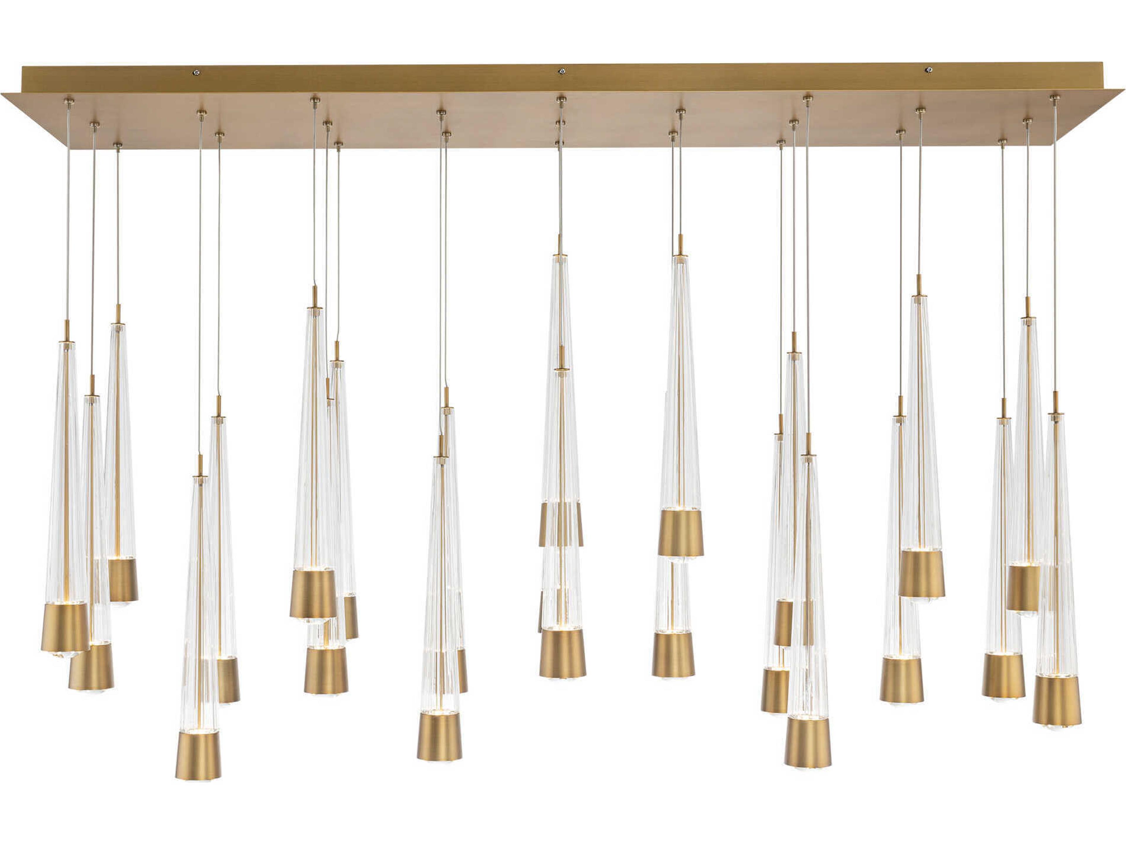 dweLED by WAC Lighting Quill 23-Light Aged Brass Linear Island Pendant