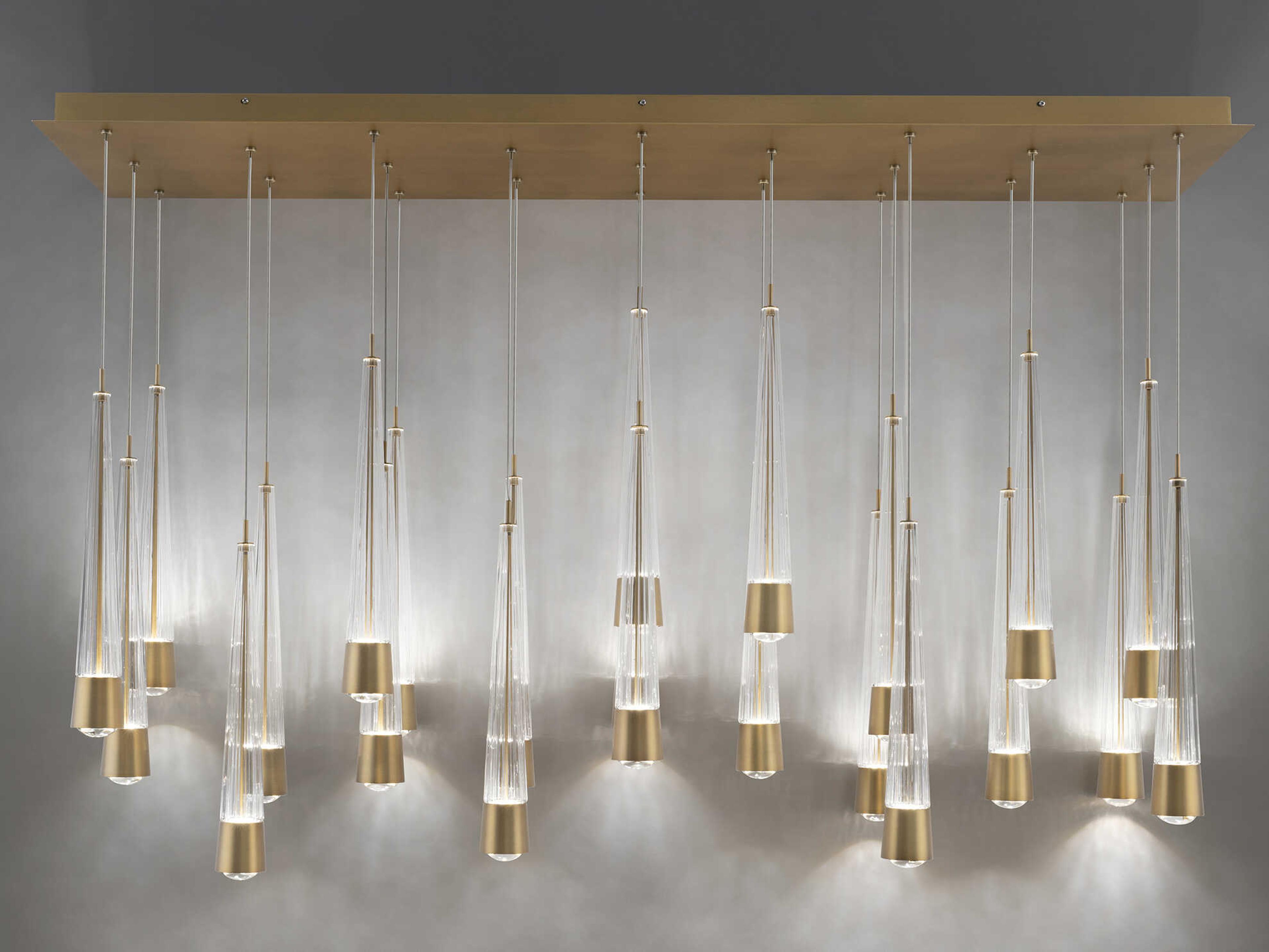 dweLED by WAC Lighting Quill 23-Light Aged Brass Linear Island Pendant