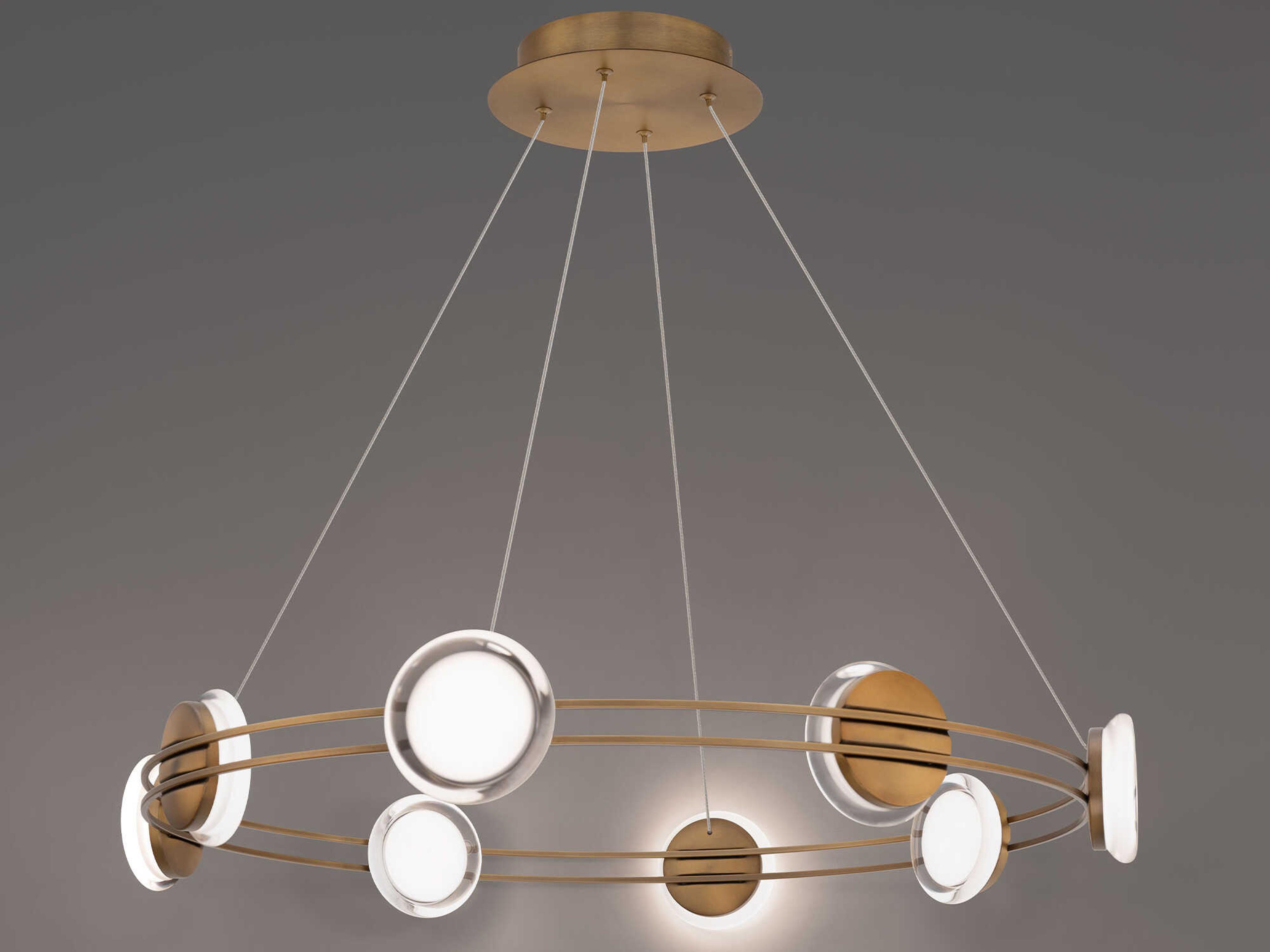 dweLED by WAC Lighting Bracelet 8-Light Aged Brass Round Pendant