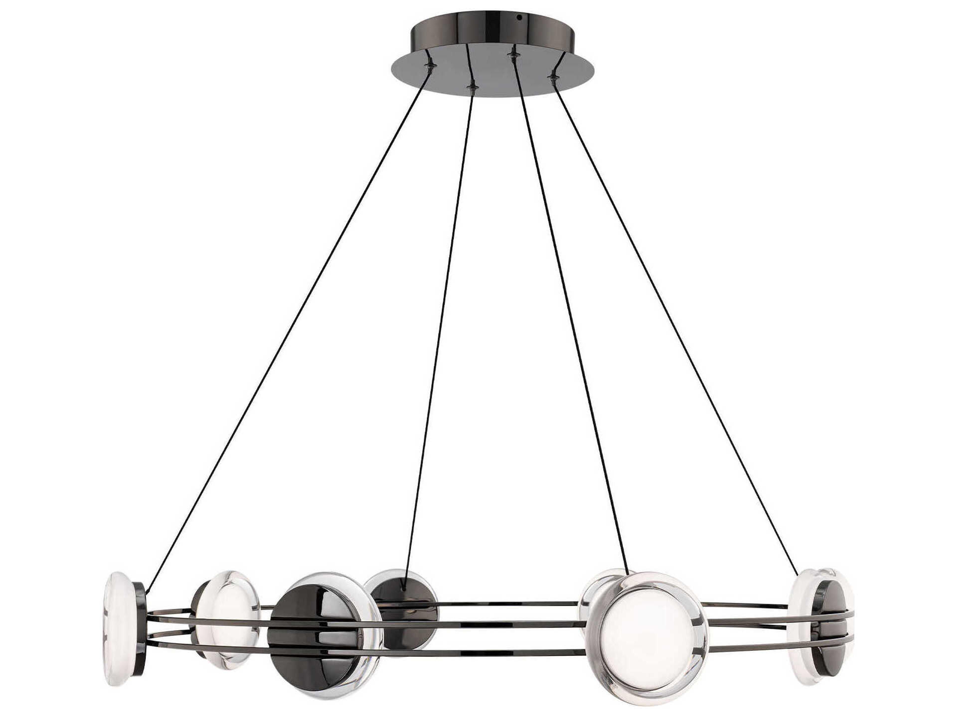 dweLED by WAC Lighting Bracelet 8-Light Black Chrome Linear Round Pendant