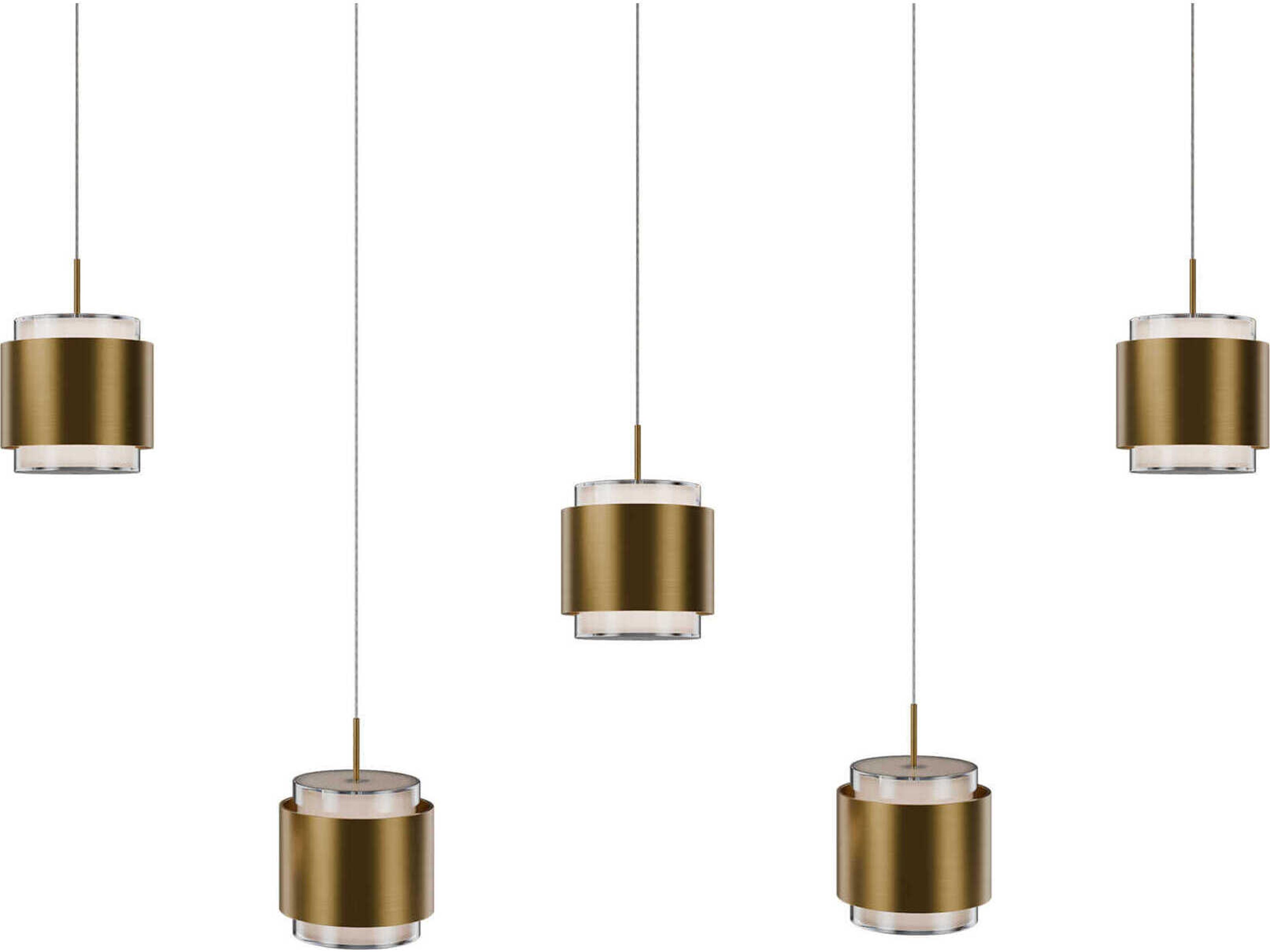 Banded 5-Light Aged Brass Island Pendant