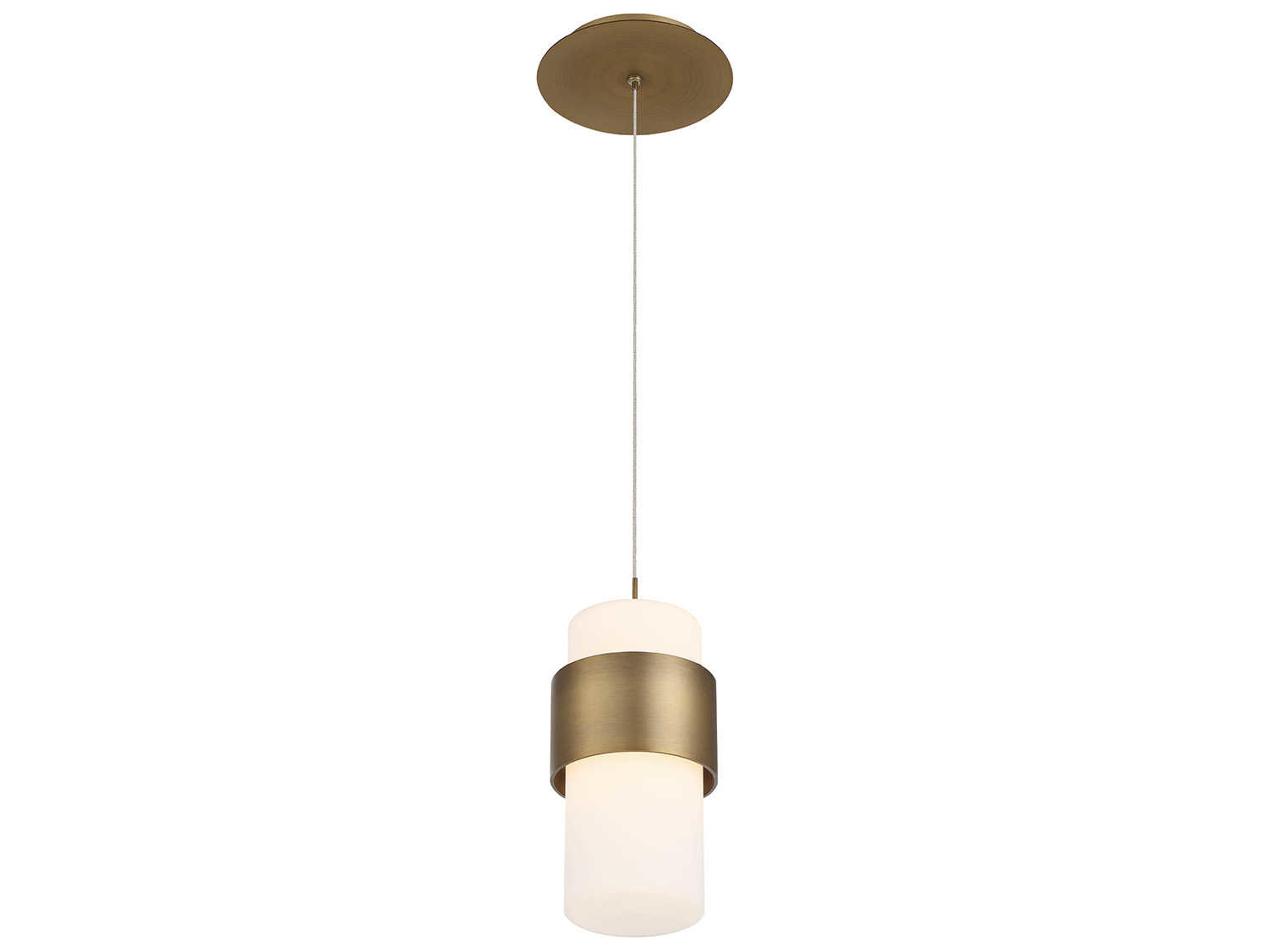 dweLED by WAC Lighting Banded 1-Light Aged Brass LED Cylinder Mini Pendant