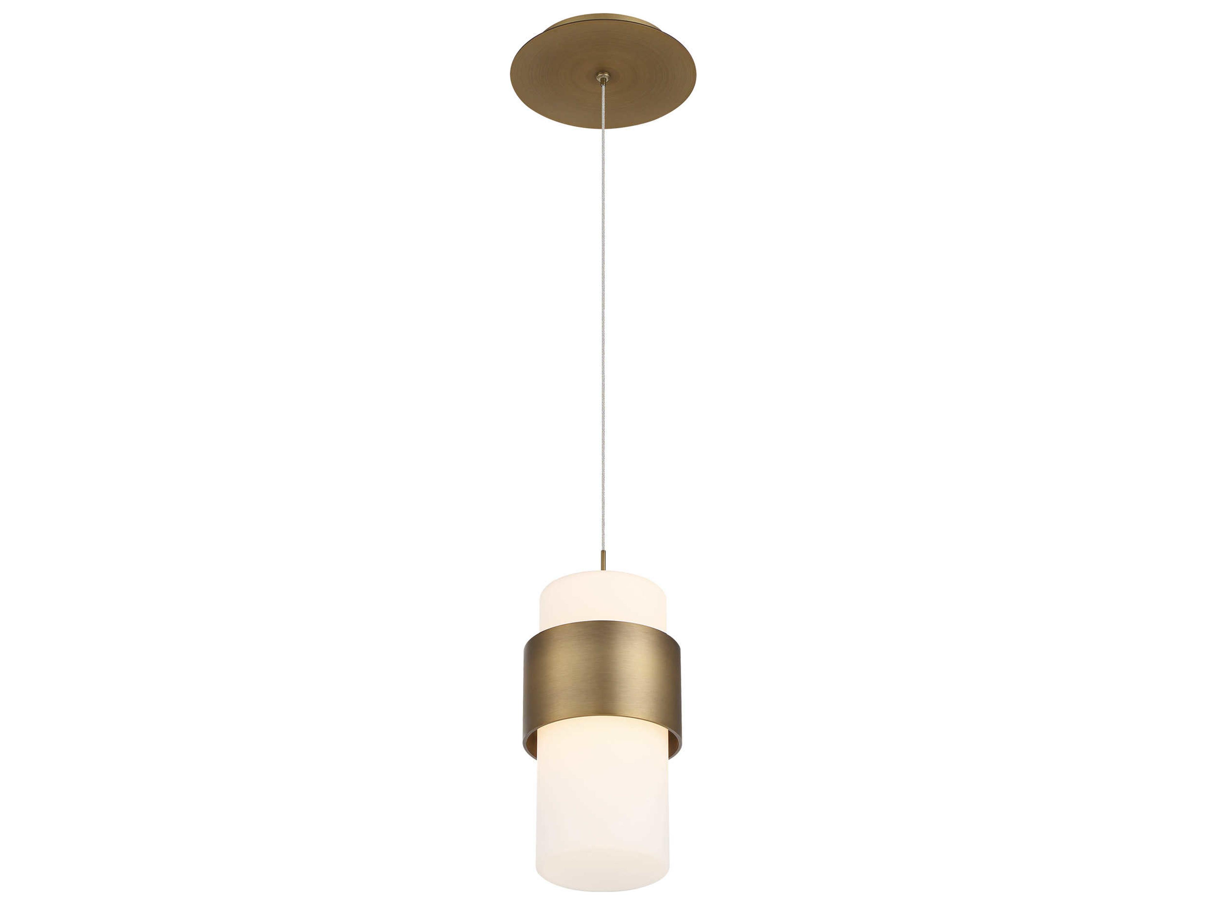 dweLED by WAC Lighting Banded 1-Light Aged Brass LED Cylinder Mini Pendant