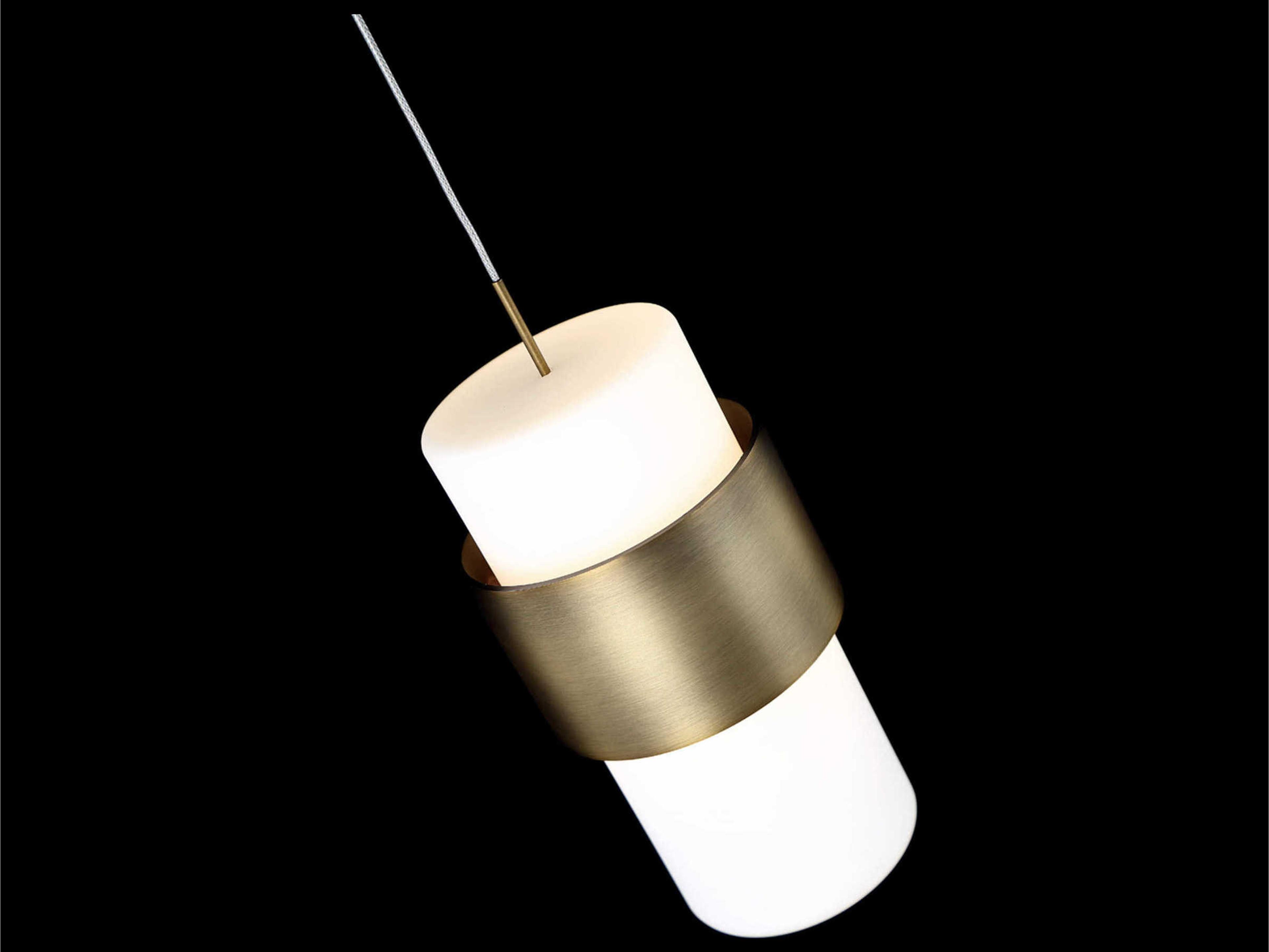 dweLED by WAC Lighting Banded 1-Light Aged Brass LED Cylinder Mini Pendant
