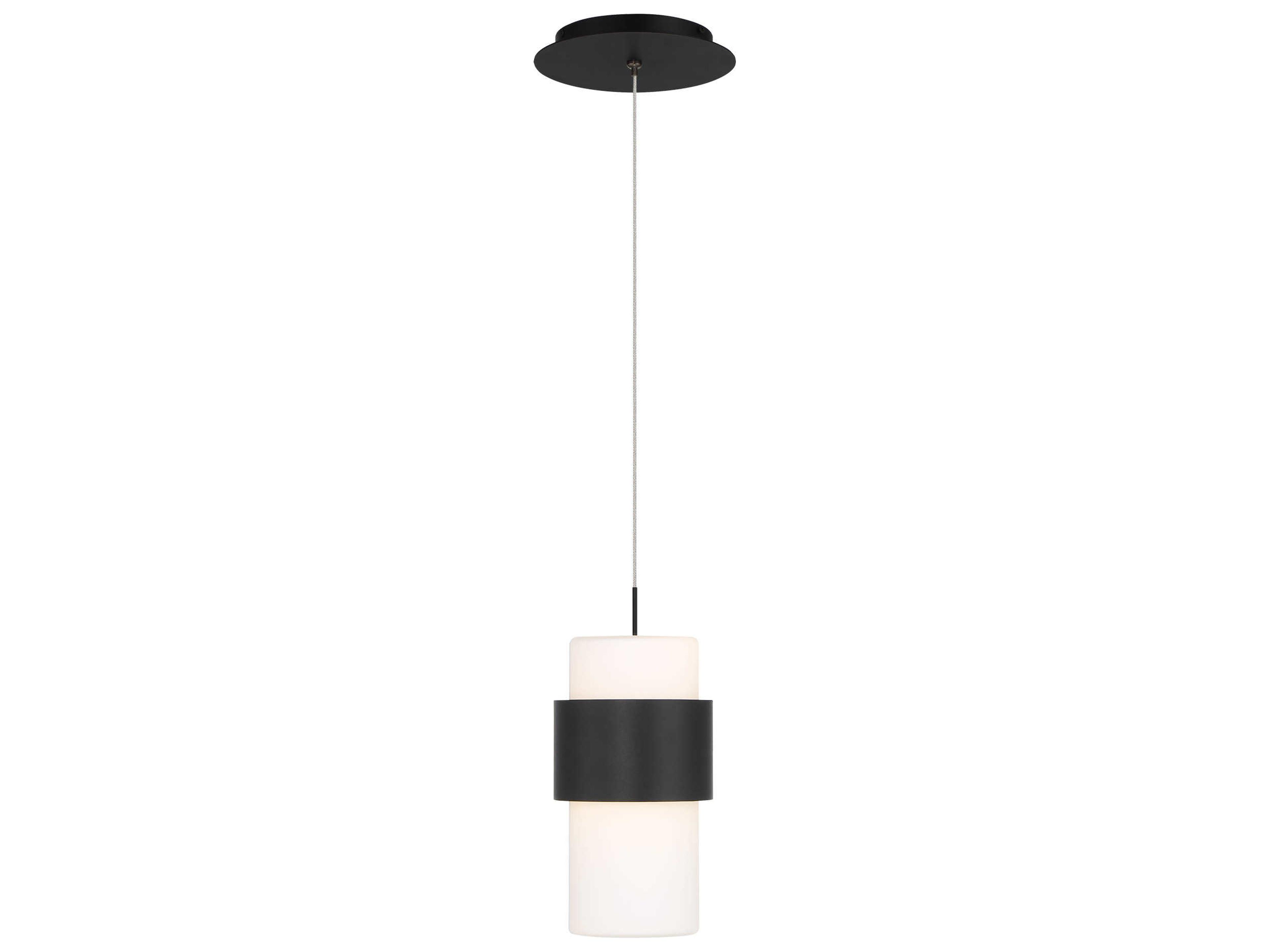 dweLED by WAC Lighting Banded 1-Light Black LED Cylinder Mini Pendant
