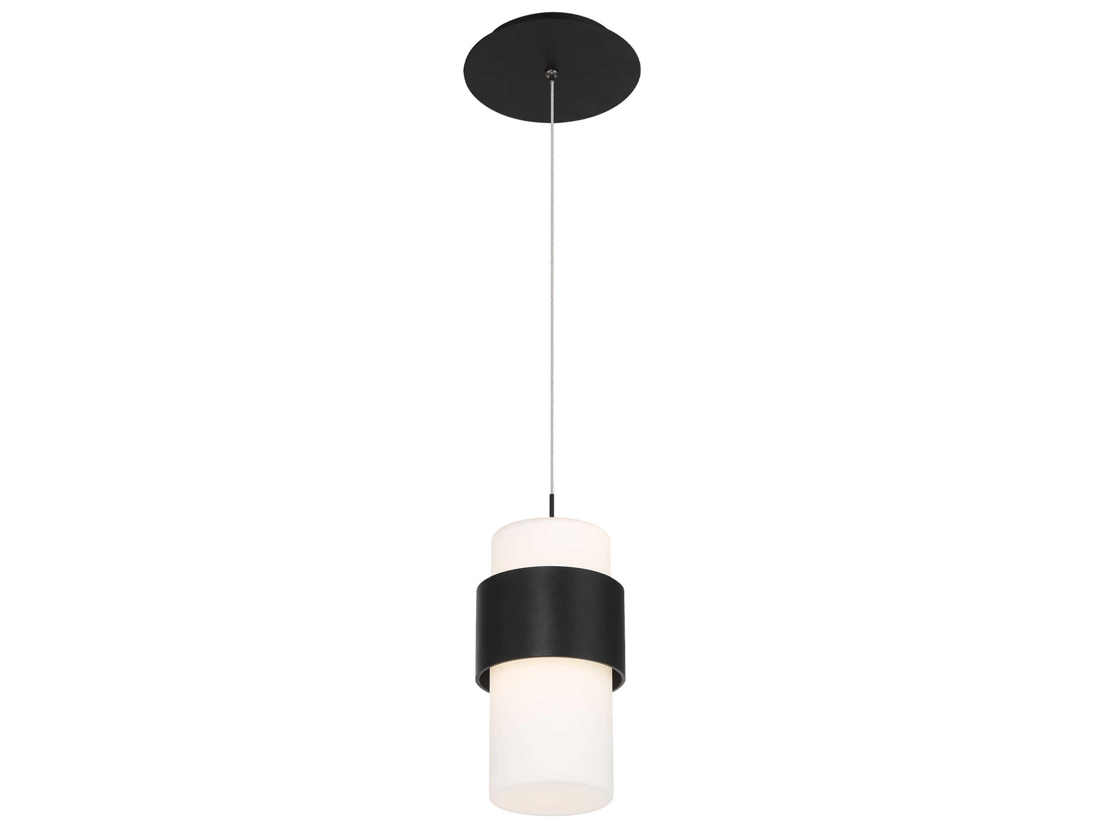 dweLED by WAC Lighting Banded 1-Light Black LED Cylinder Mini Pendant