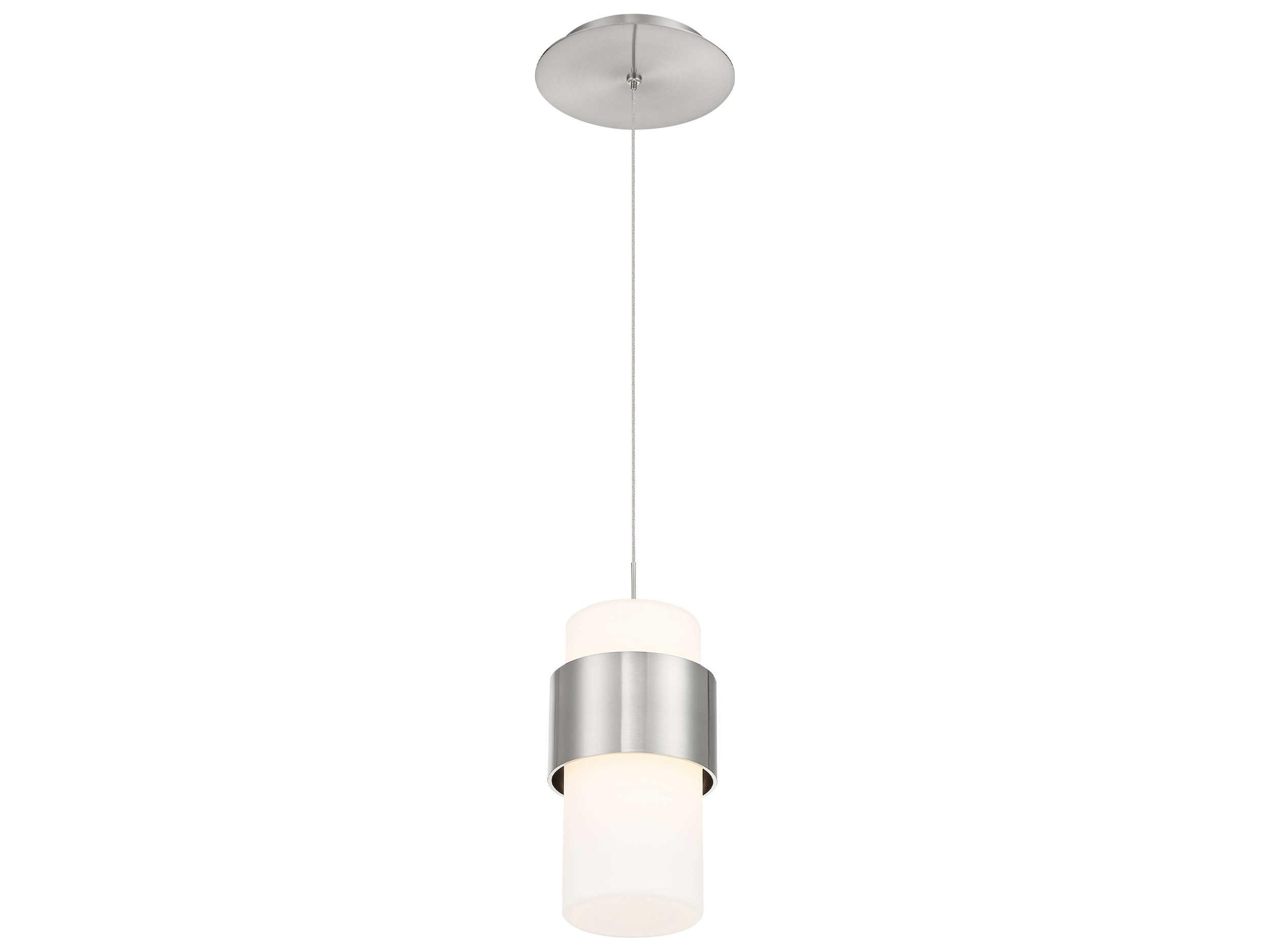 dweLED by WAC Lighting Banded 1-Light Brushed Nickel LED Cylinder Mini Pendant