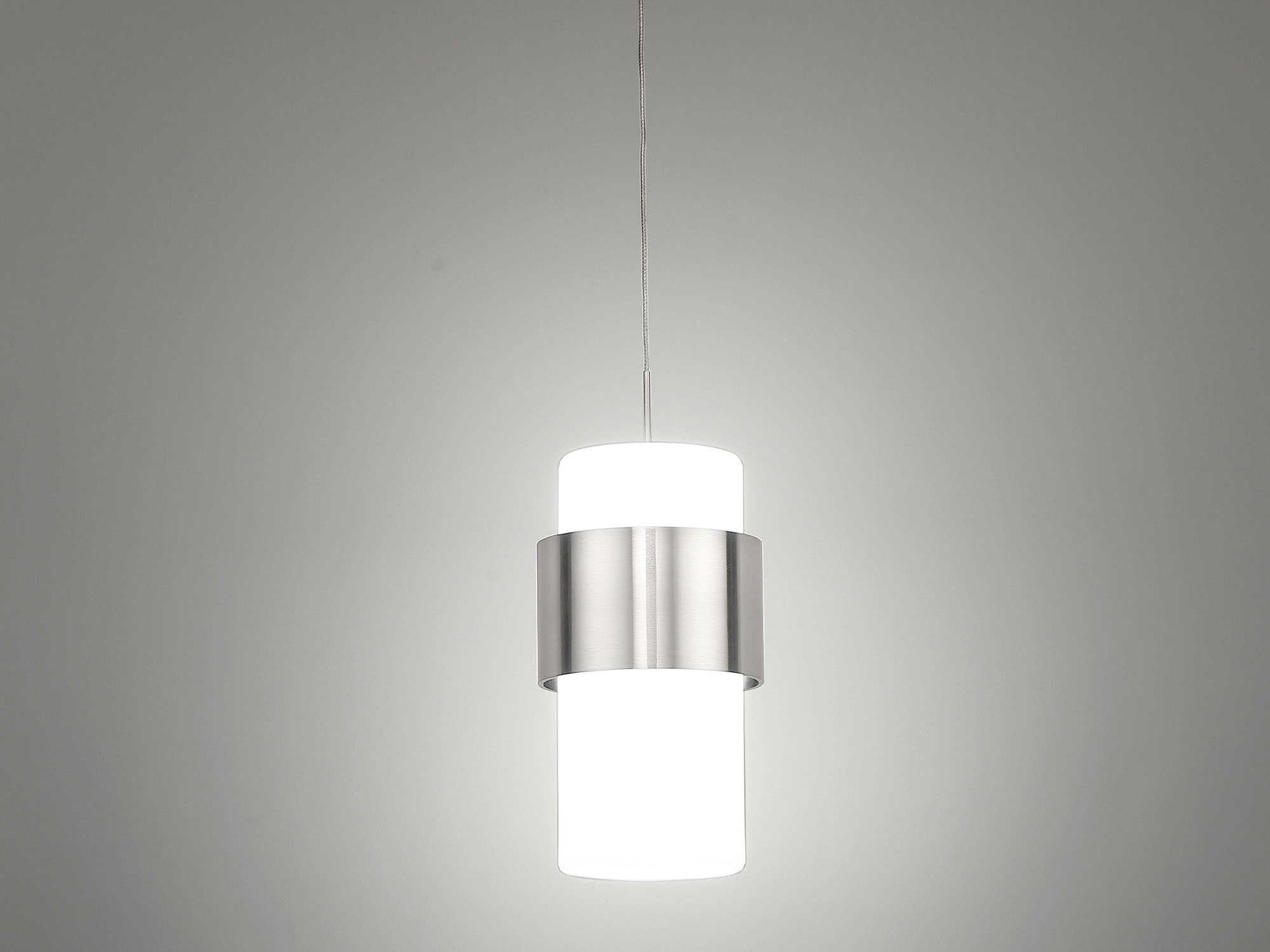 dweLED by WAC Lighting Banded 1-Light Brushed Nickel LED Cylinder Mini Pendant