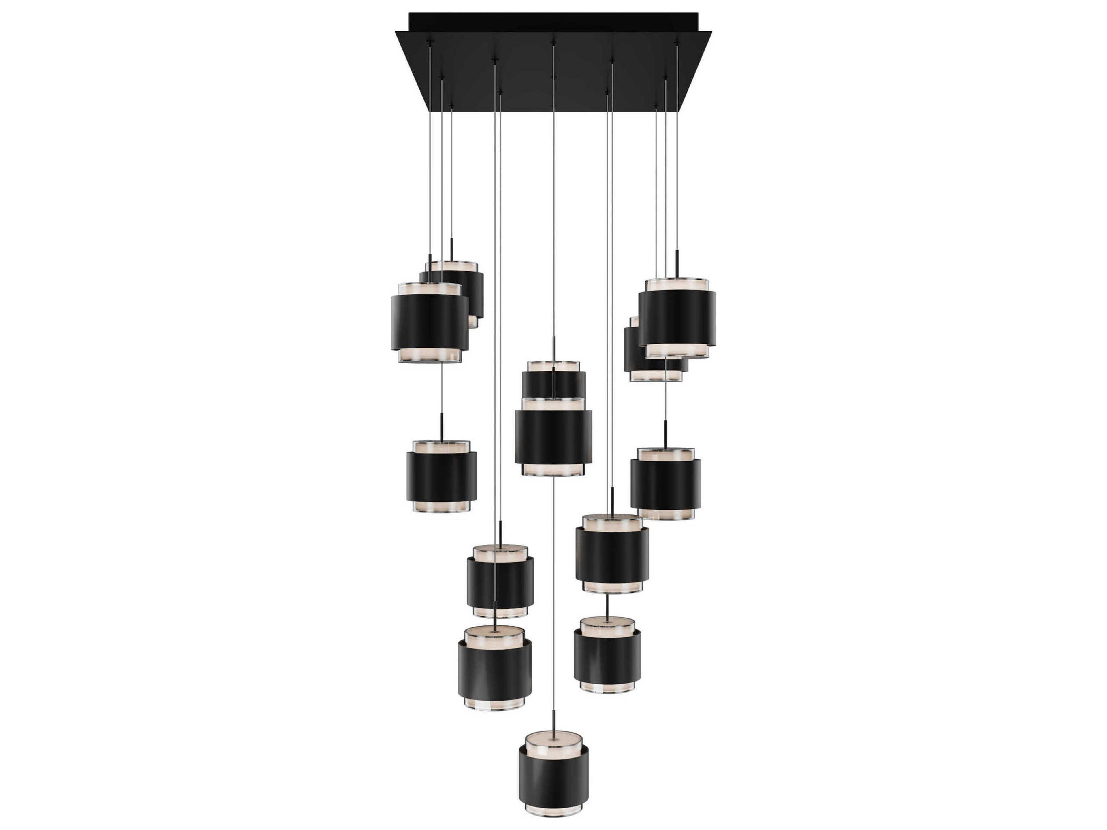 Banded 13-Light Black Pendant