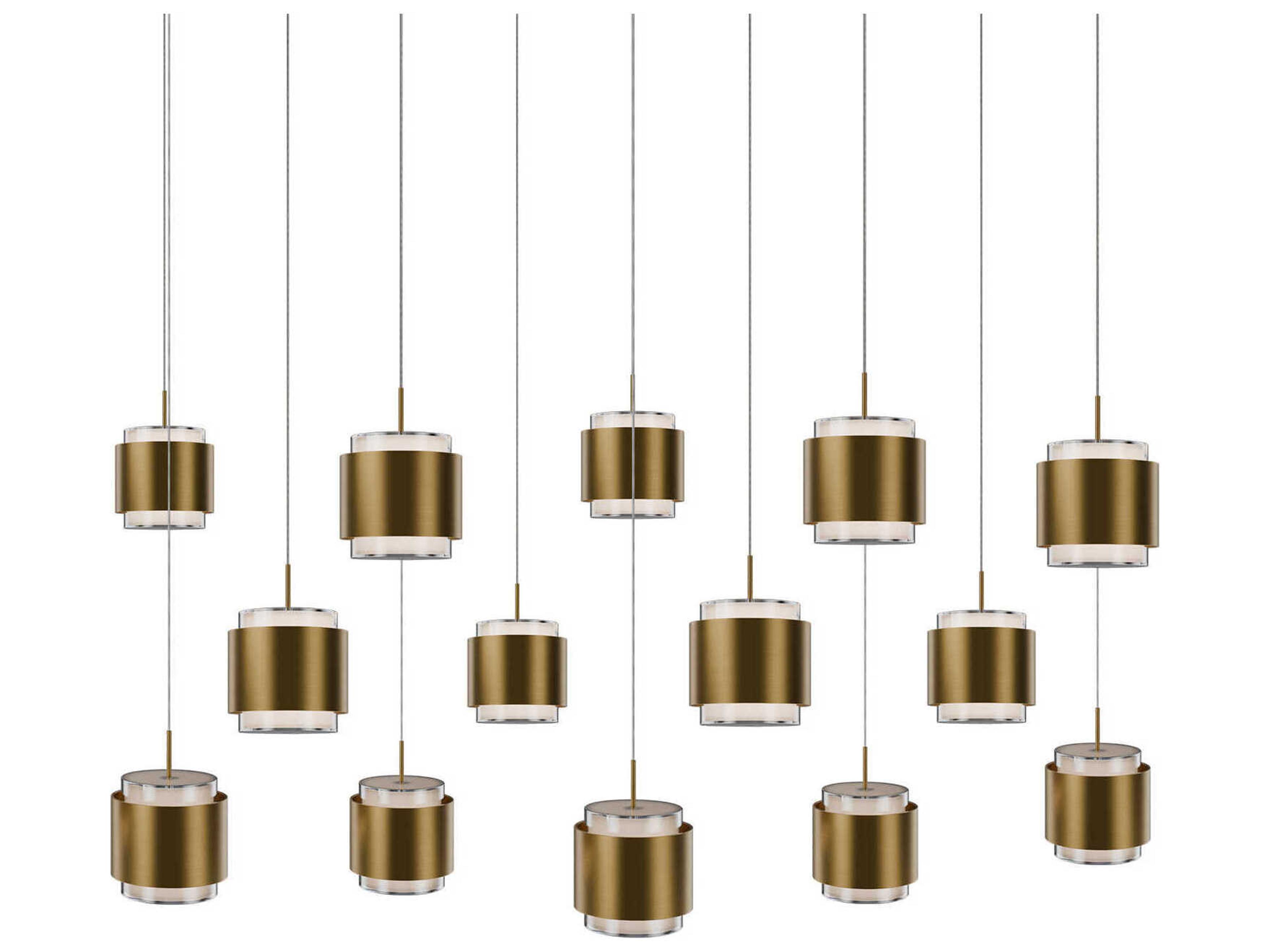 Banded 14-Light Aged Brass Island Pendant