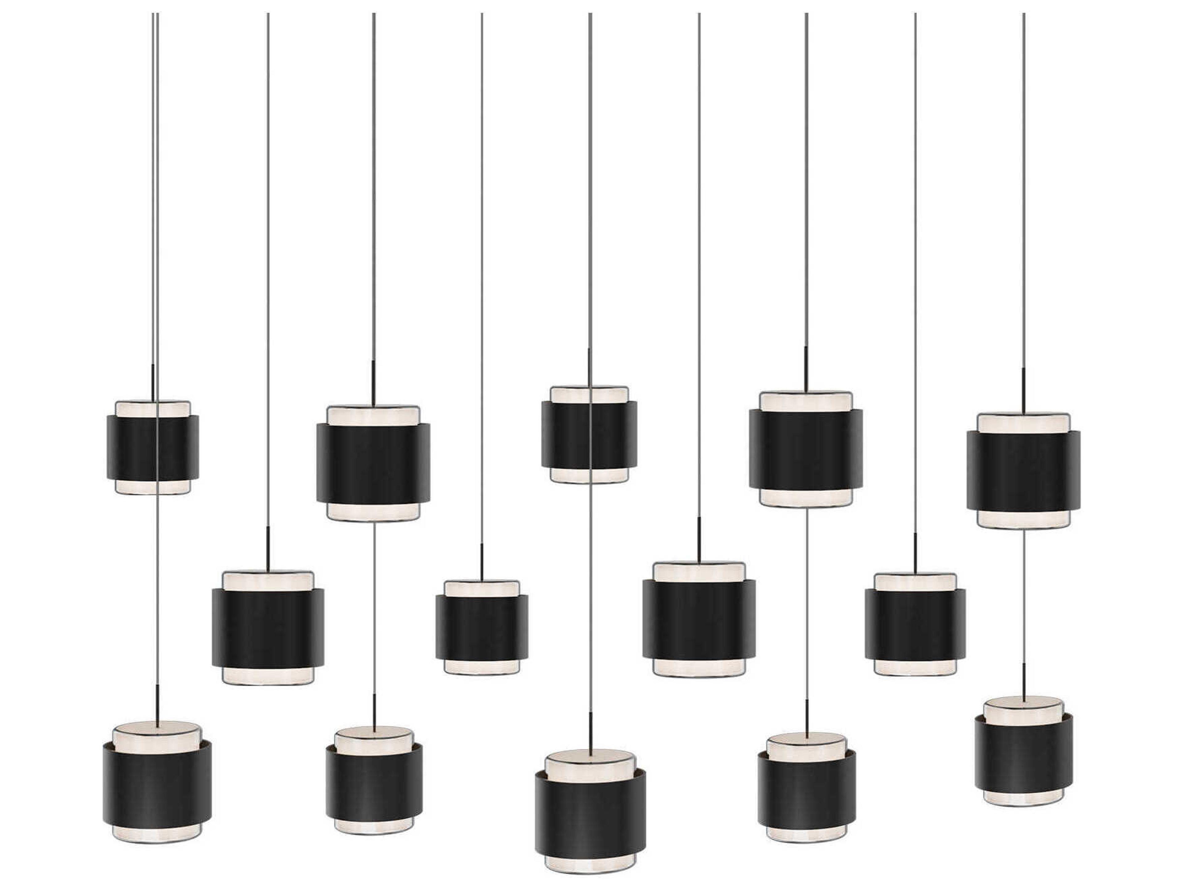 Banded 14-Light Black Island Pendant
