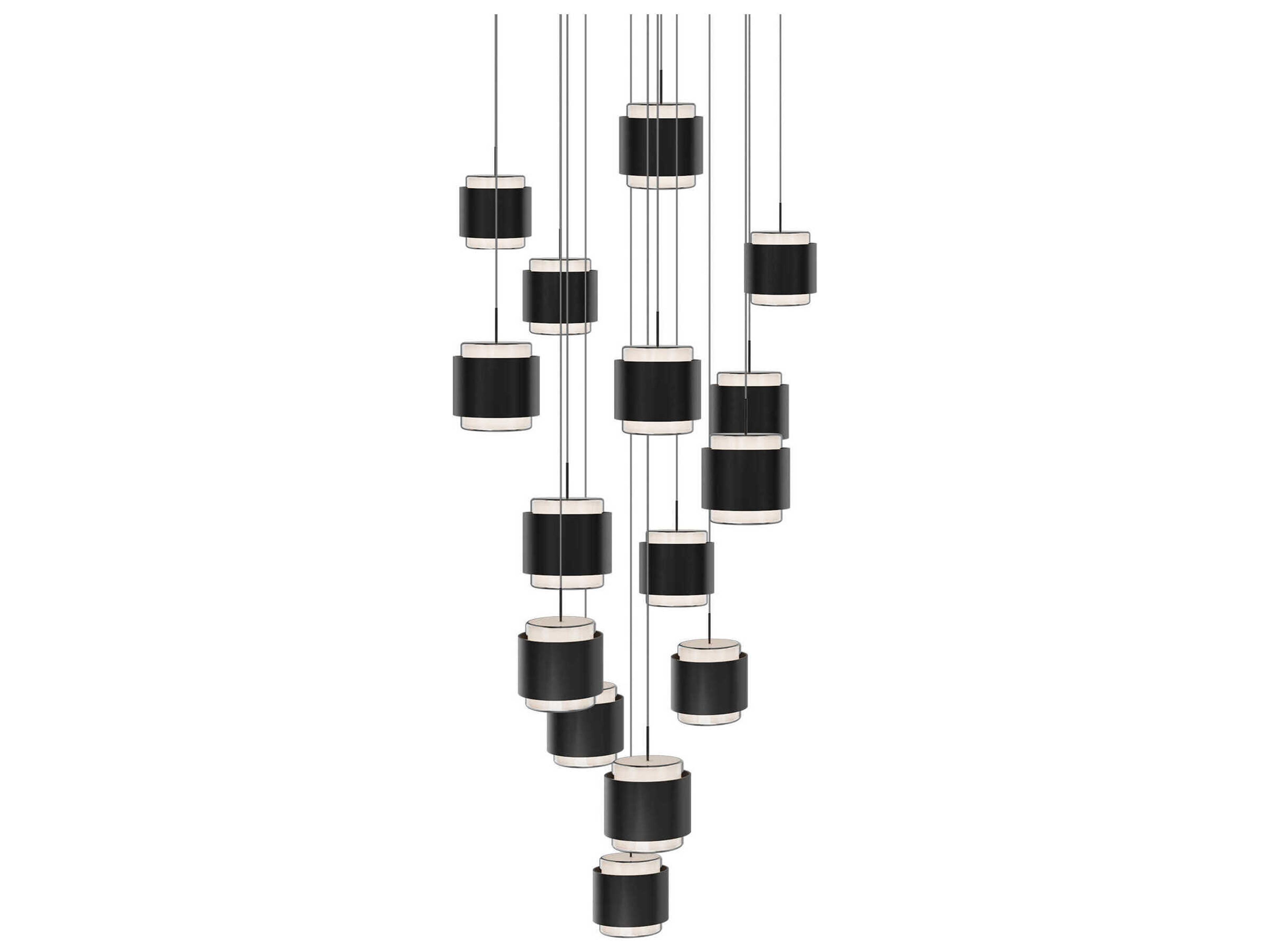 Banded 15-Light Black Pendant