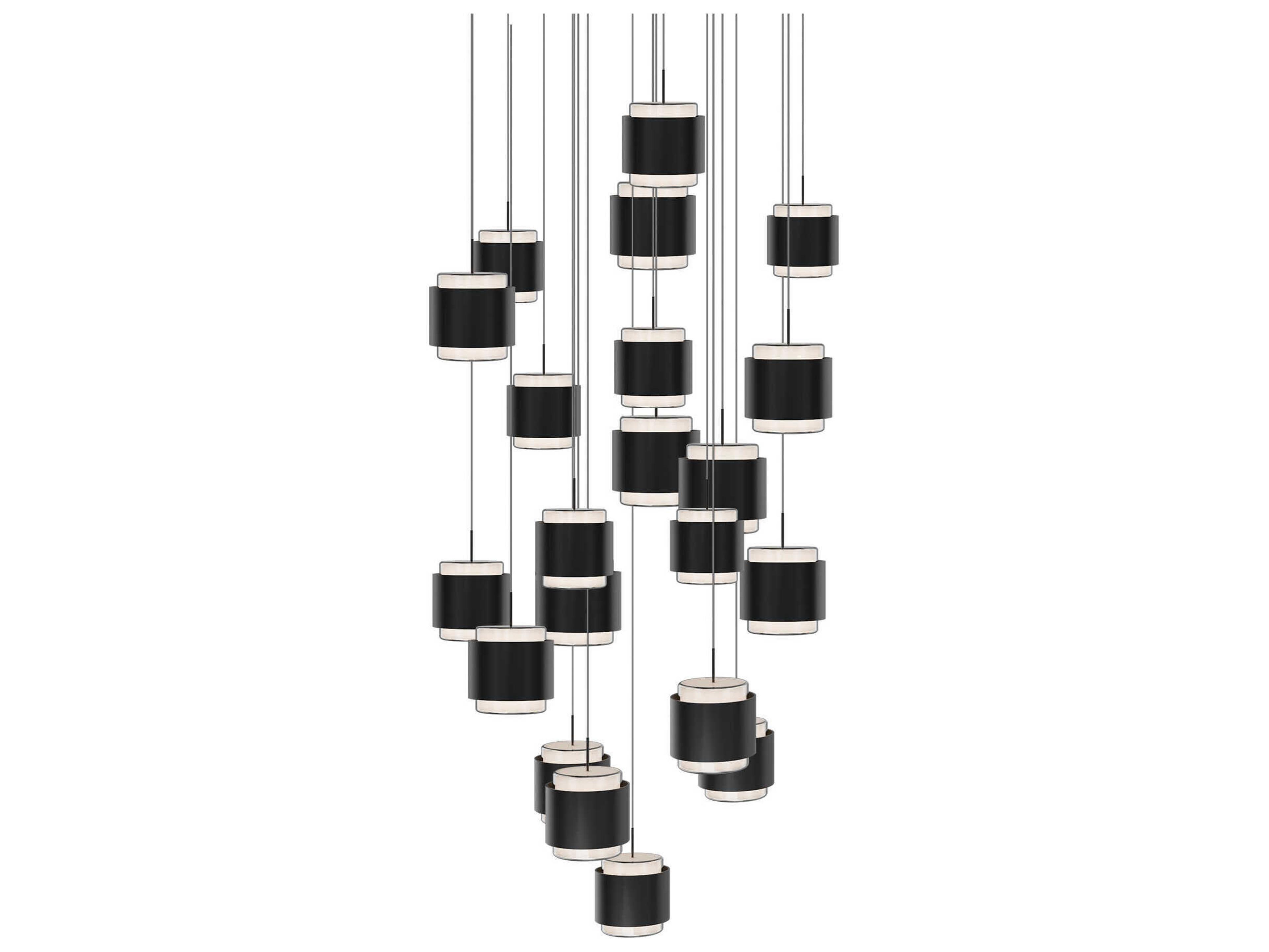 Banded 21-Light Black Pendant