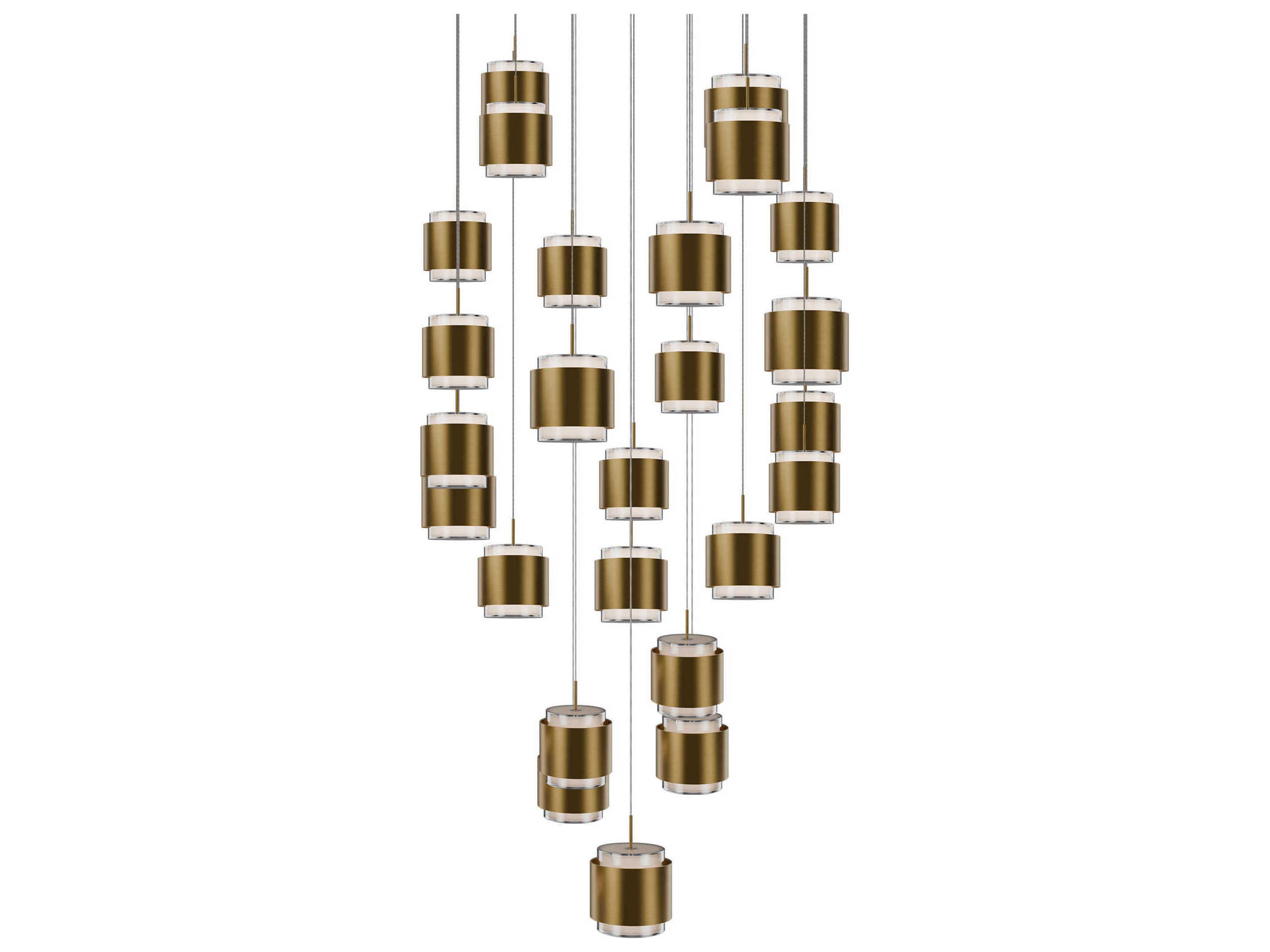 Banded 25-Light Aged Brass Pendant