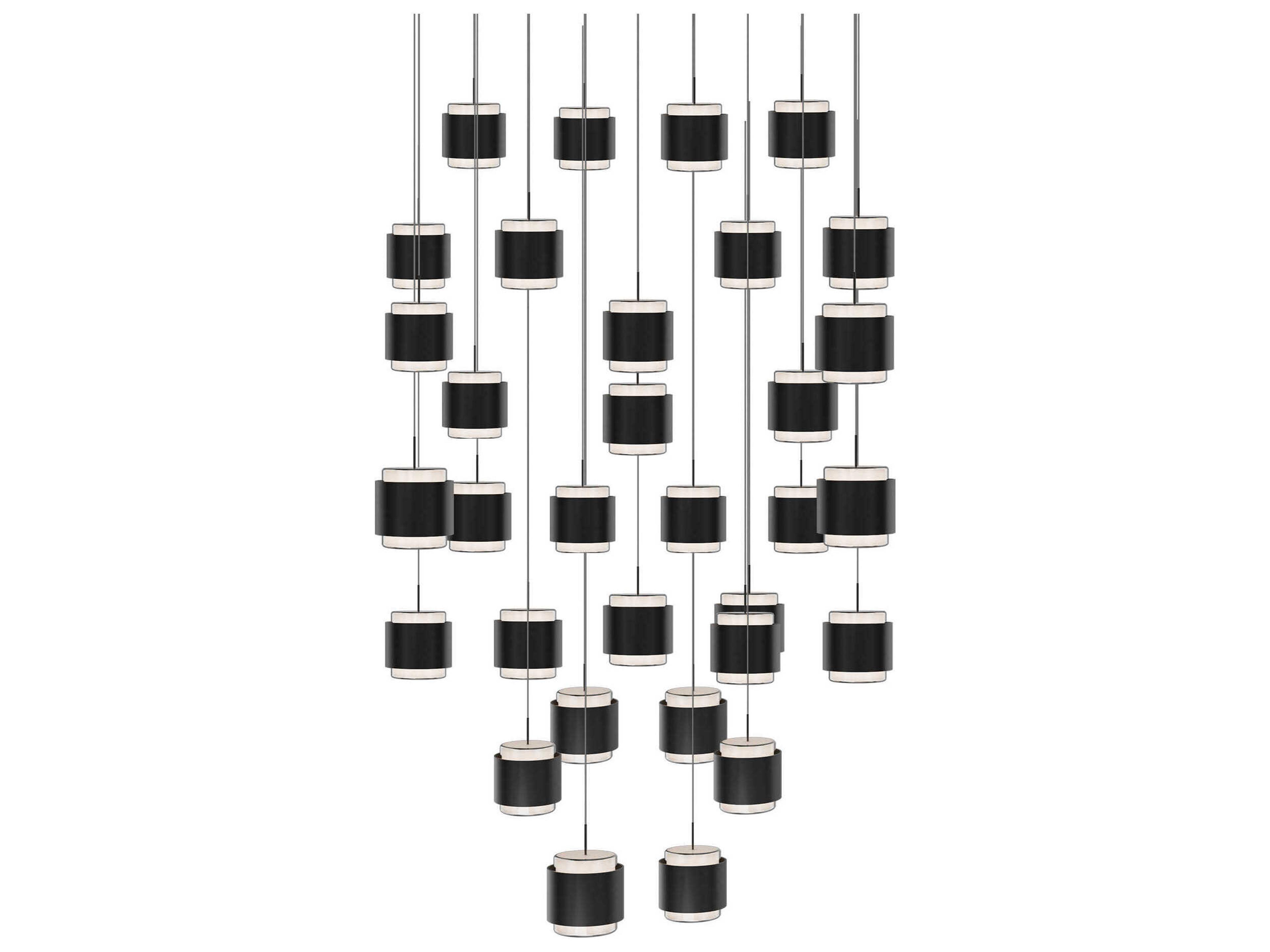 Banded 41-Light Black Pendant